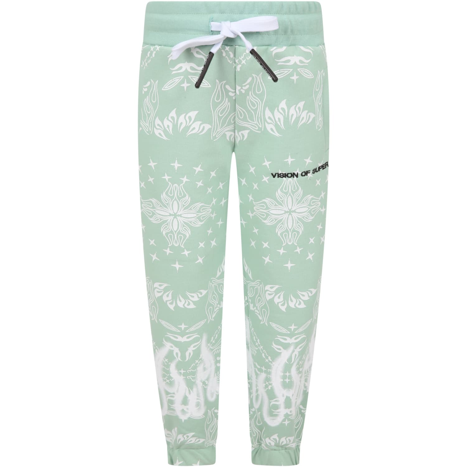 Vision of Super Green Sweatpants For Boy With Black Logo