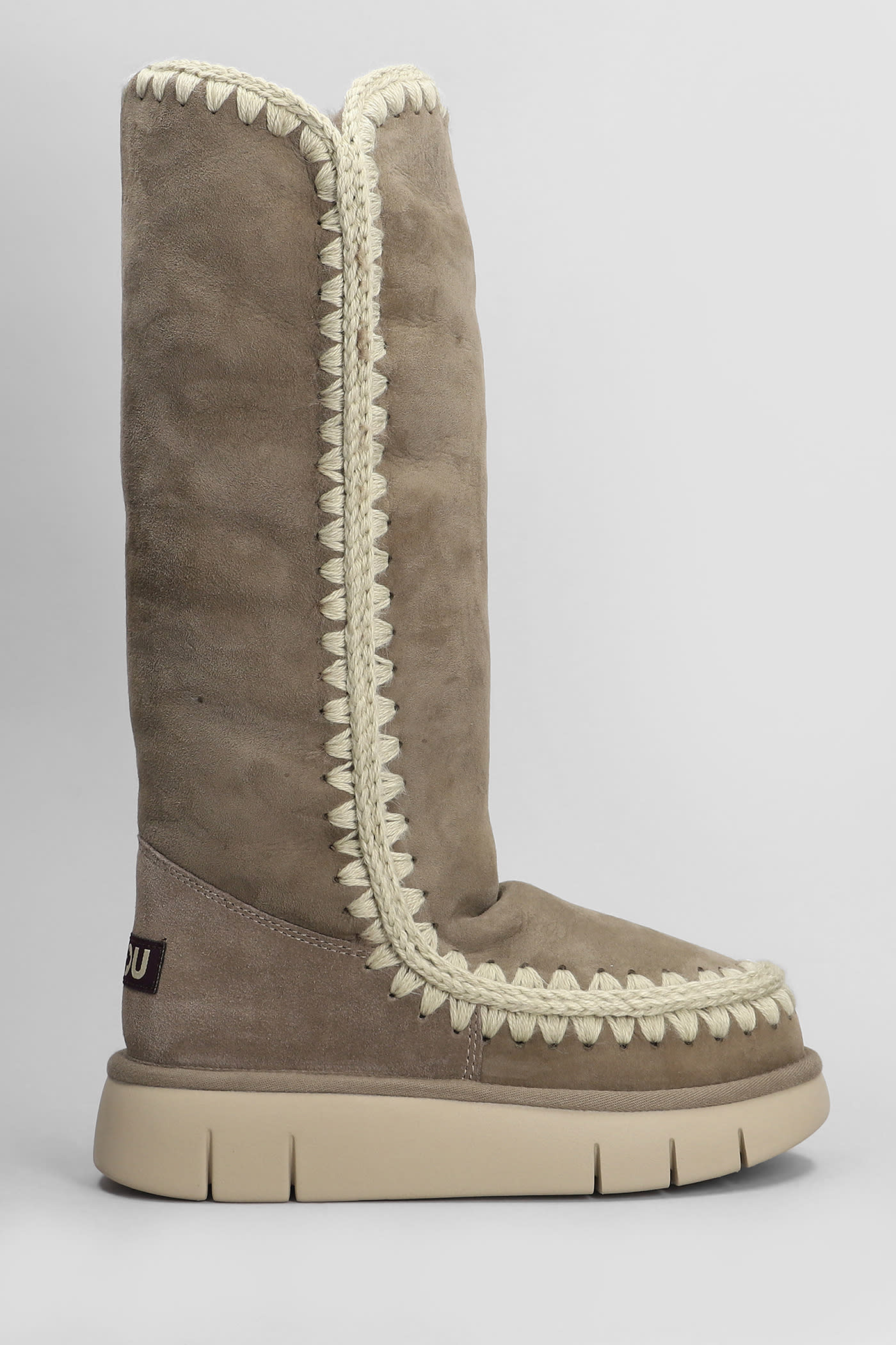 Eskimo Bounce 40 Low Heels Boots In Grey Suede