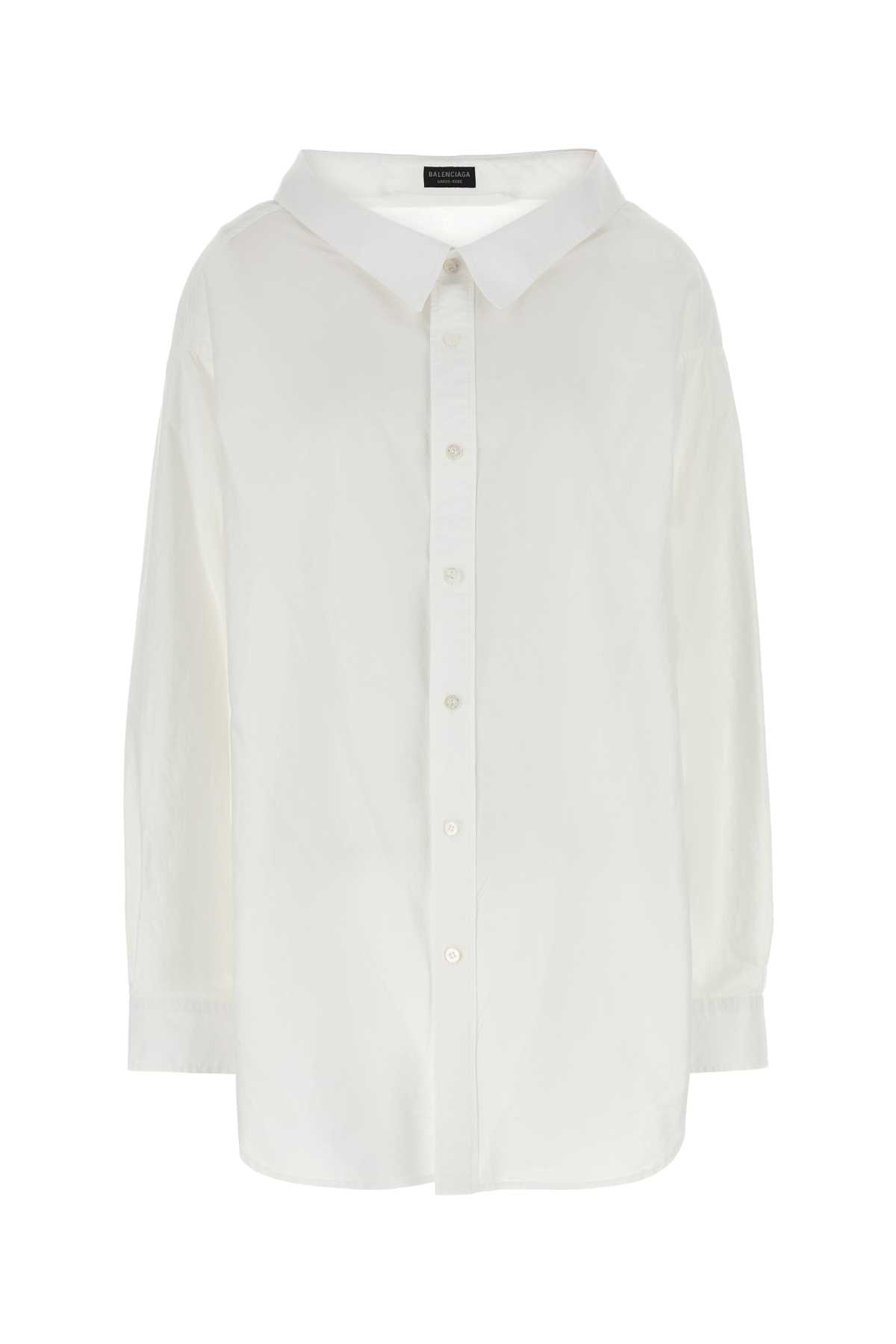 Shop Balenciaga White Popeline Shirt