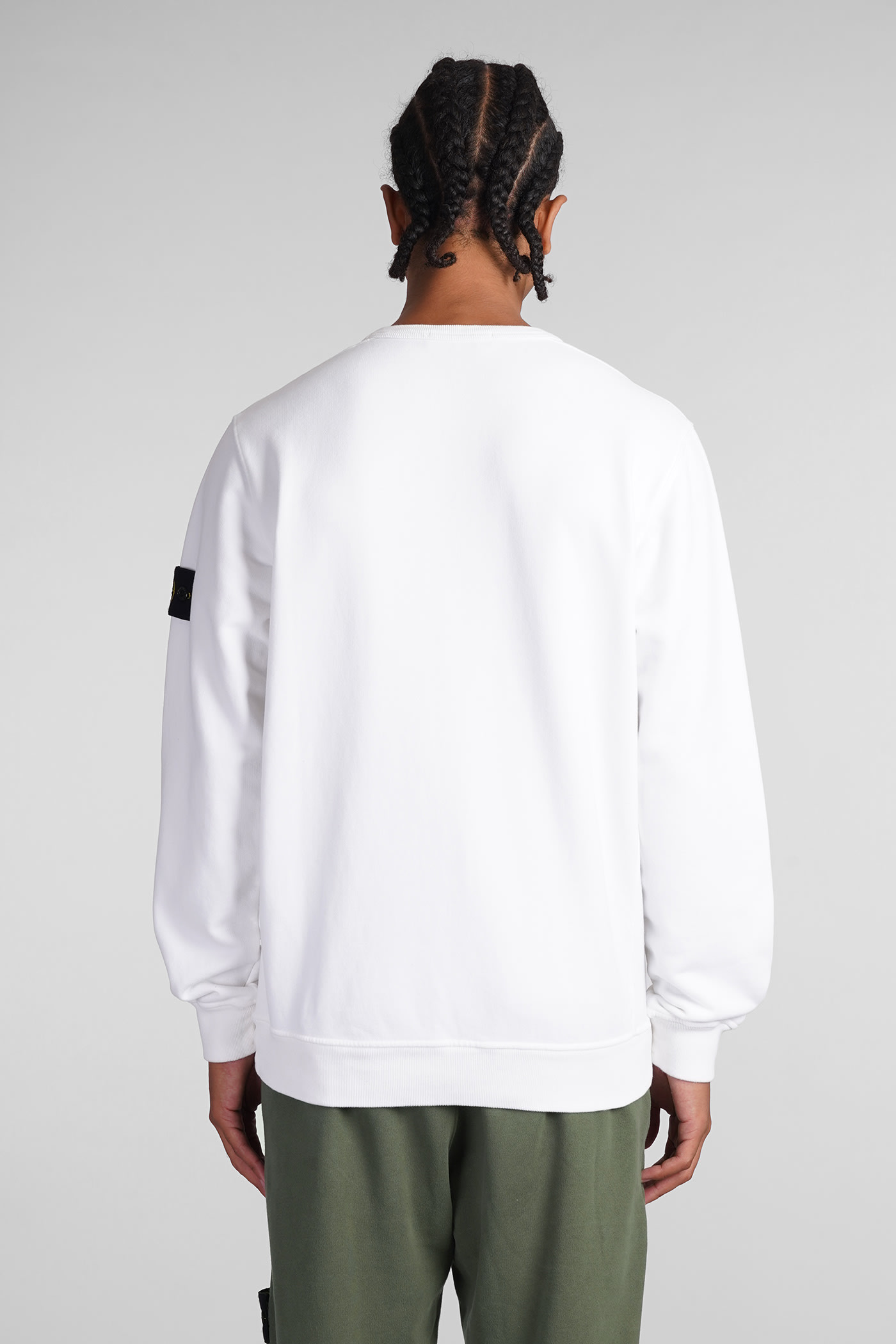 STONE ISLAND SWEATSHIRT IN WHITE COTTON 