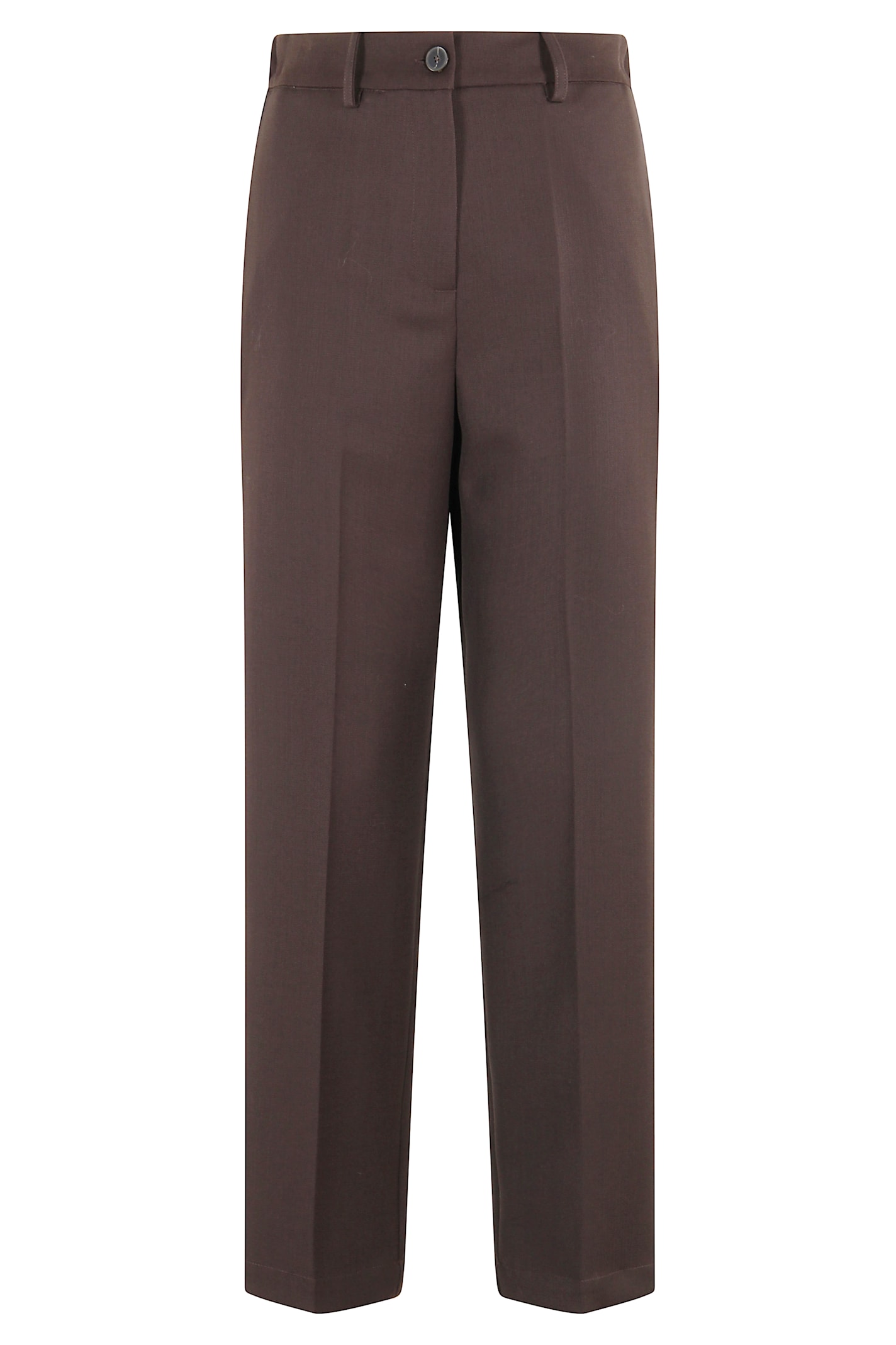 Alysi Chocolate Wool Blend Cigarette Pants With Tailored Finish In Brown