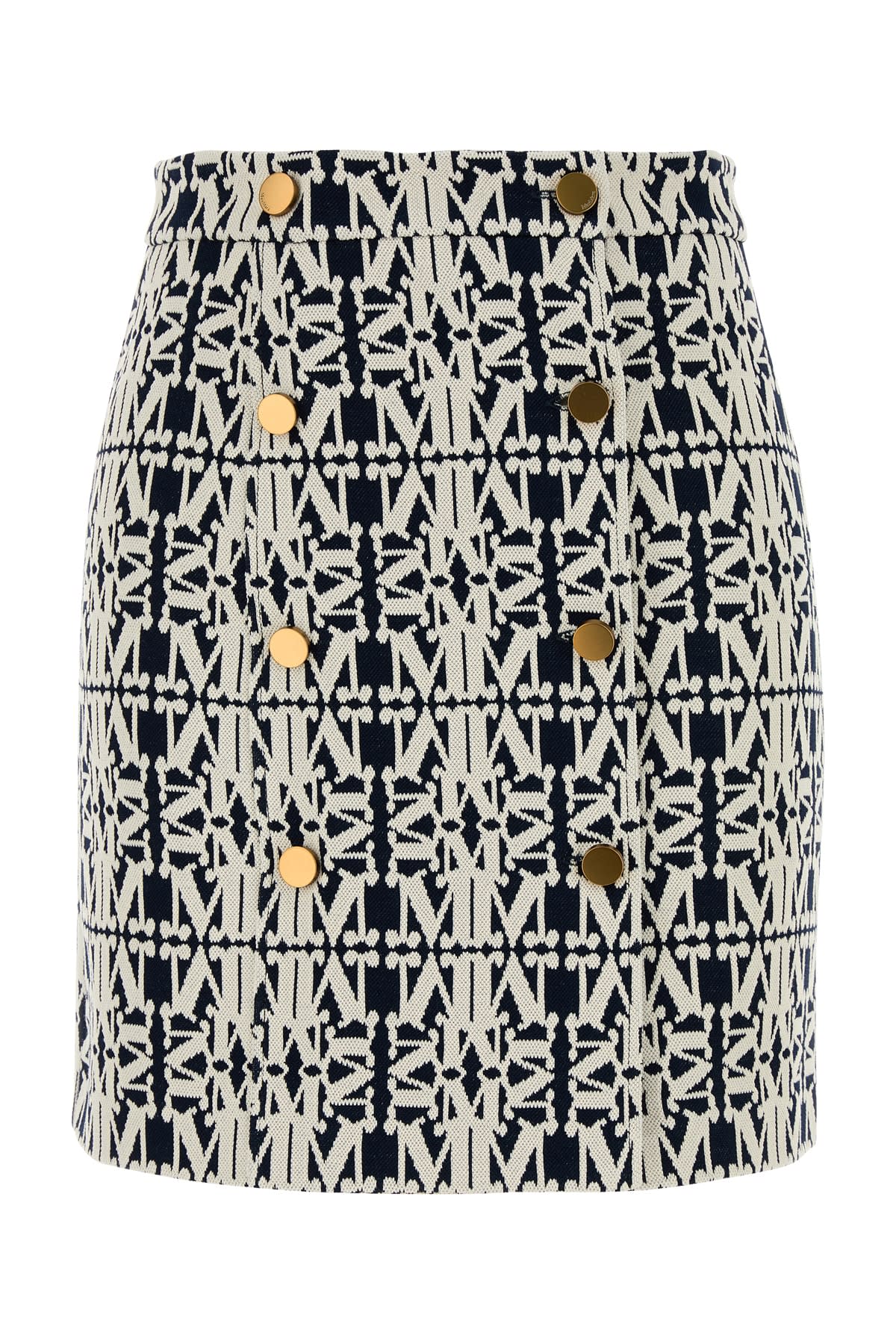 Max Mara Black And White Jacquard Riber Miniskirt In Bianco Blu