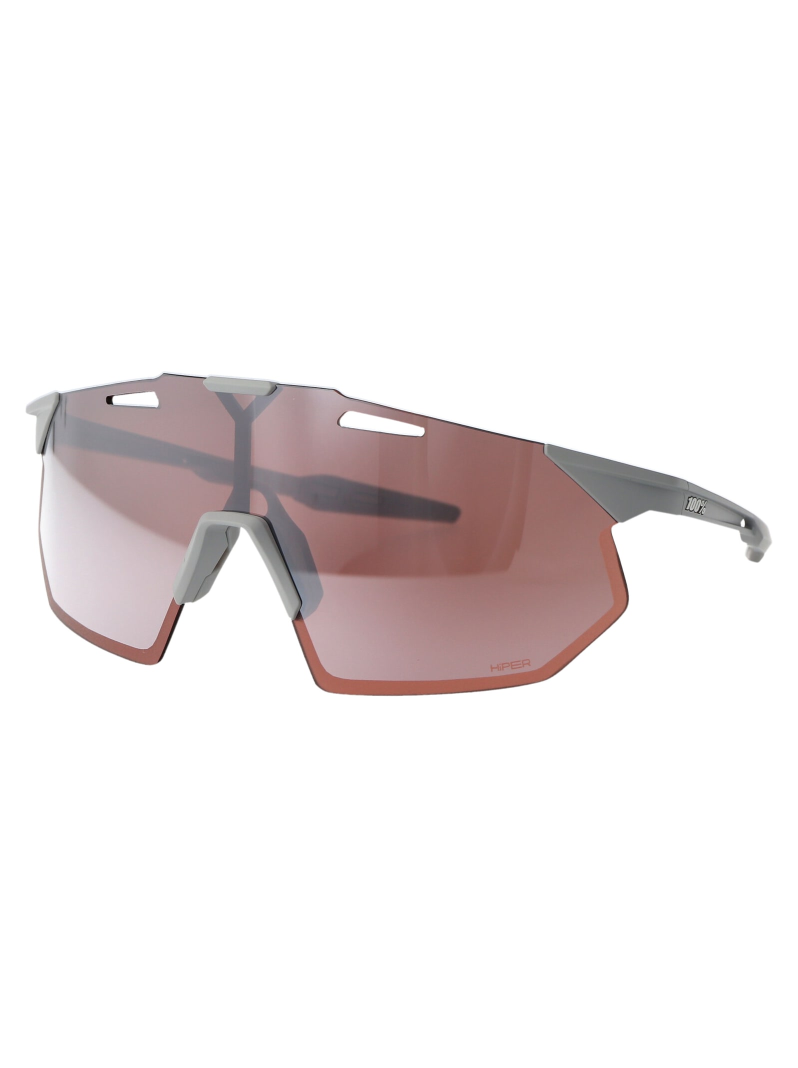 Shop 100% Hypercraft Sq Sunglasses In Matte Stone Grey - Hiper Crimson Silver Mirror Lens