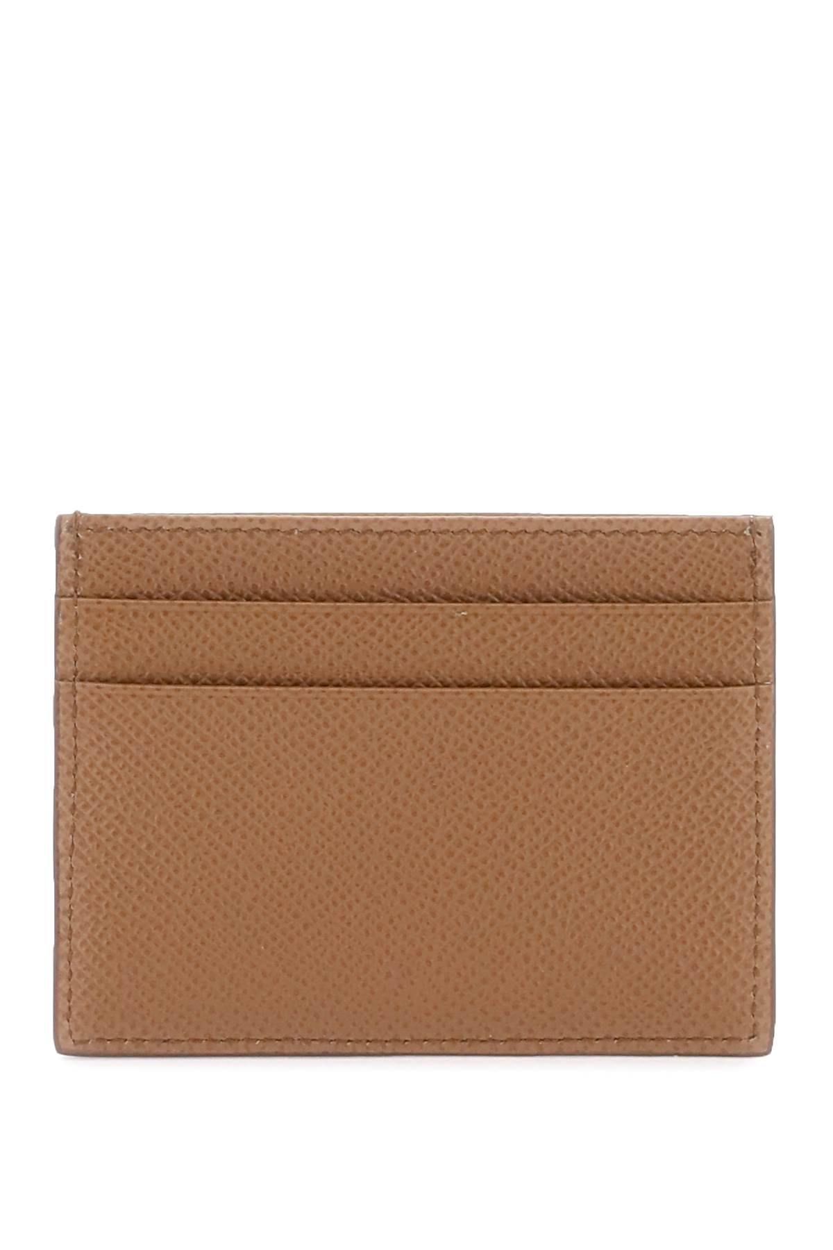 Shop Dolce & Gabbana Leather Card Holder With Logo Plaque In Cammello