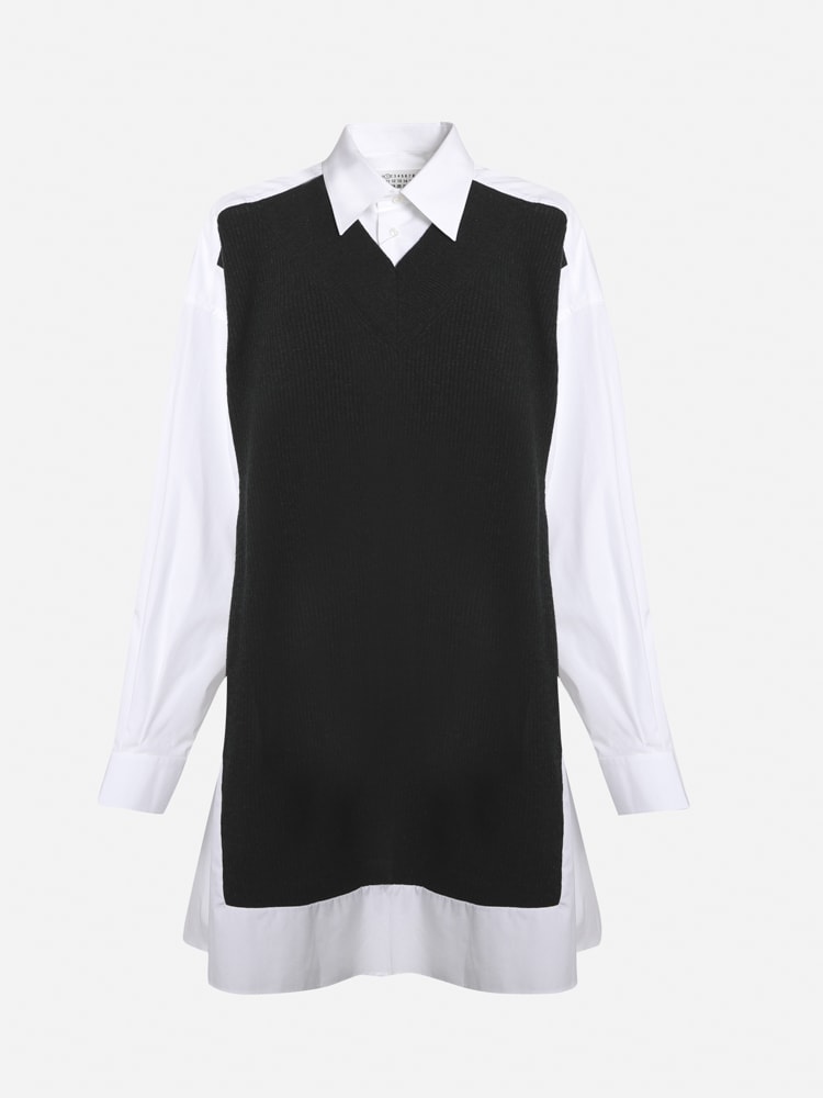 Maison Margiela Cotton Shirt With Knitted Panel