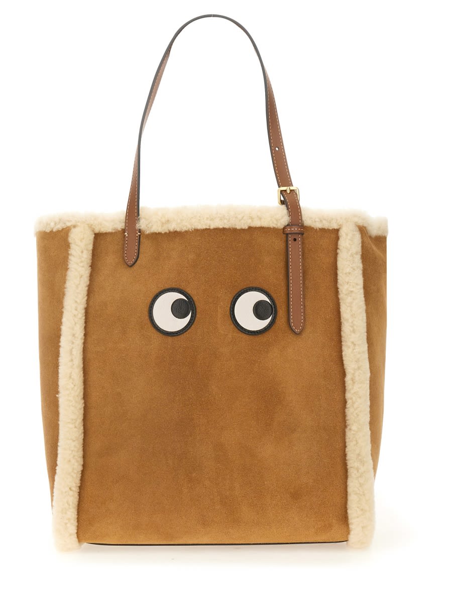 Shop Anya Hindmarch Eyes Tote Bag In Beige