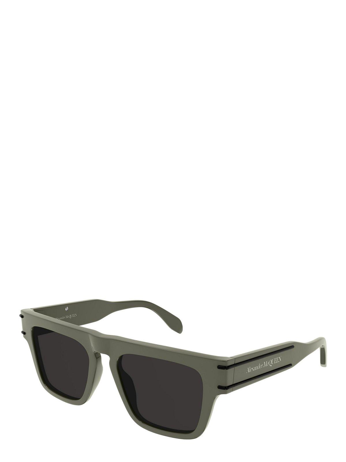 Shop Alexander Mcqueen Square Frame Sunglasses In 005 Green Green Grey