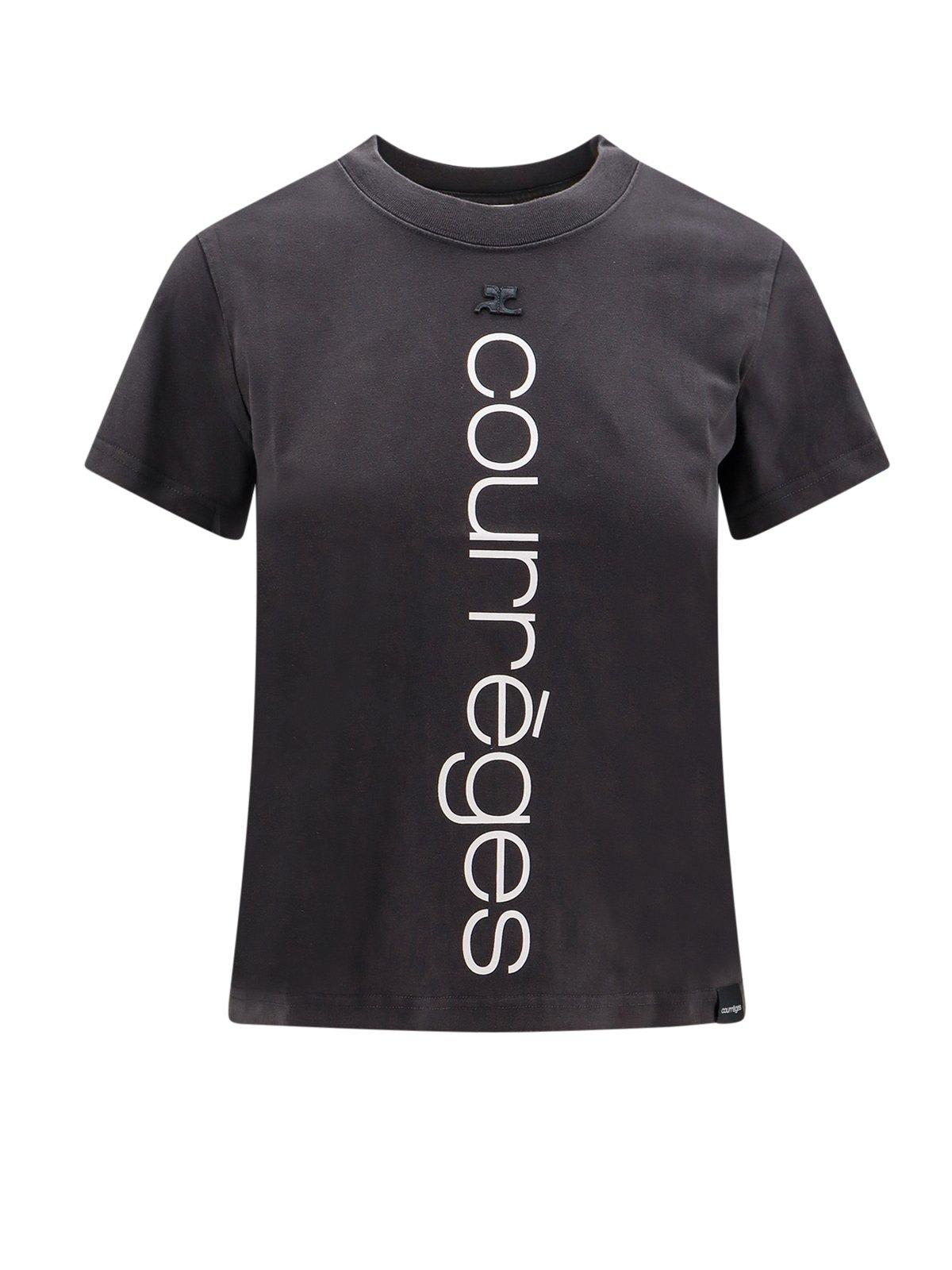 Shop Courrèges Ac Straight Stonewashed T-shirt In Grey