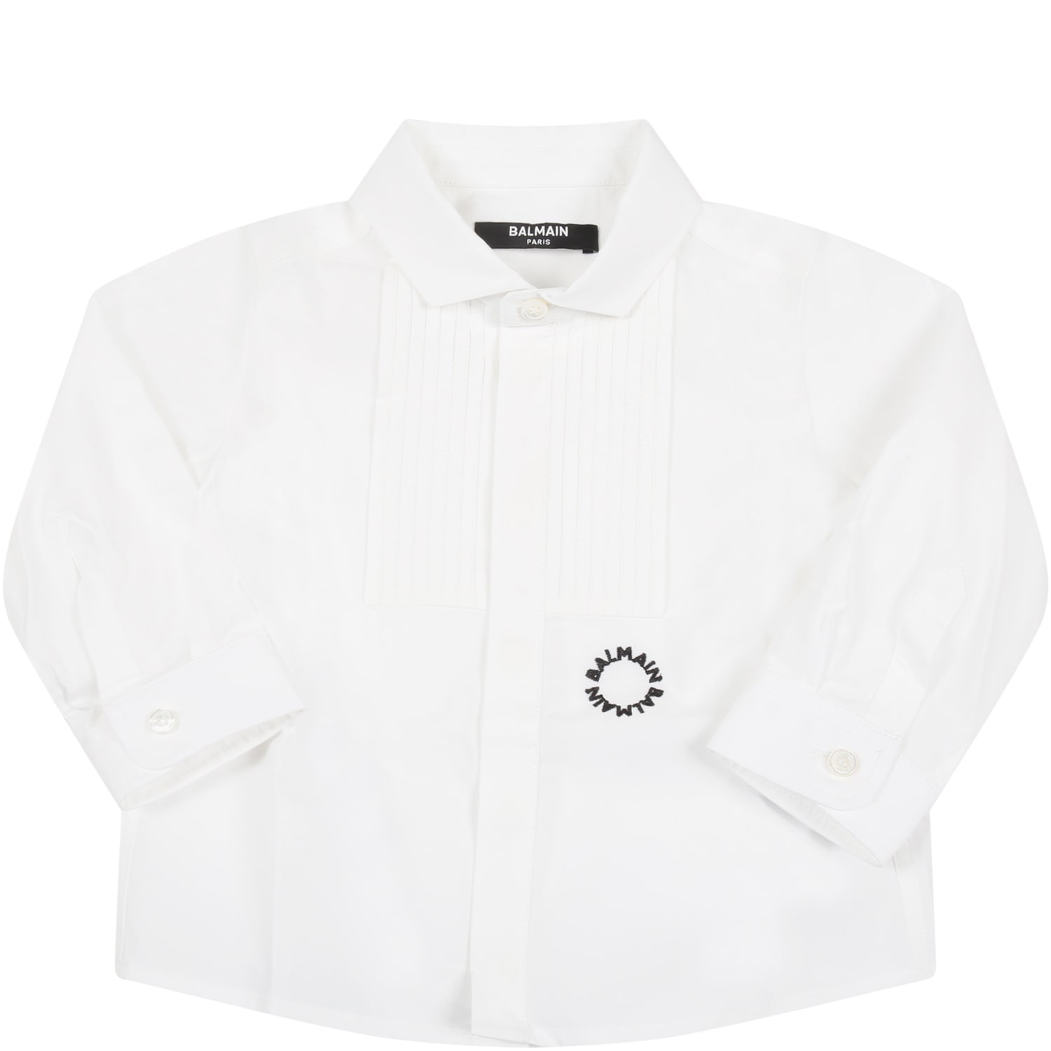 Balmain White Shirt For Baby Boy With Logos