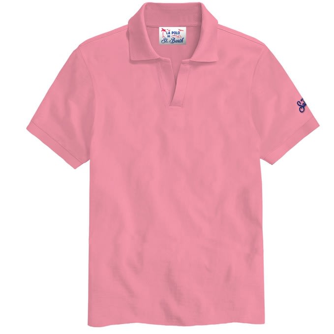 Mc2 Saint Barth Charles Pink Piquet Polo In Pink