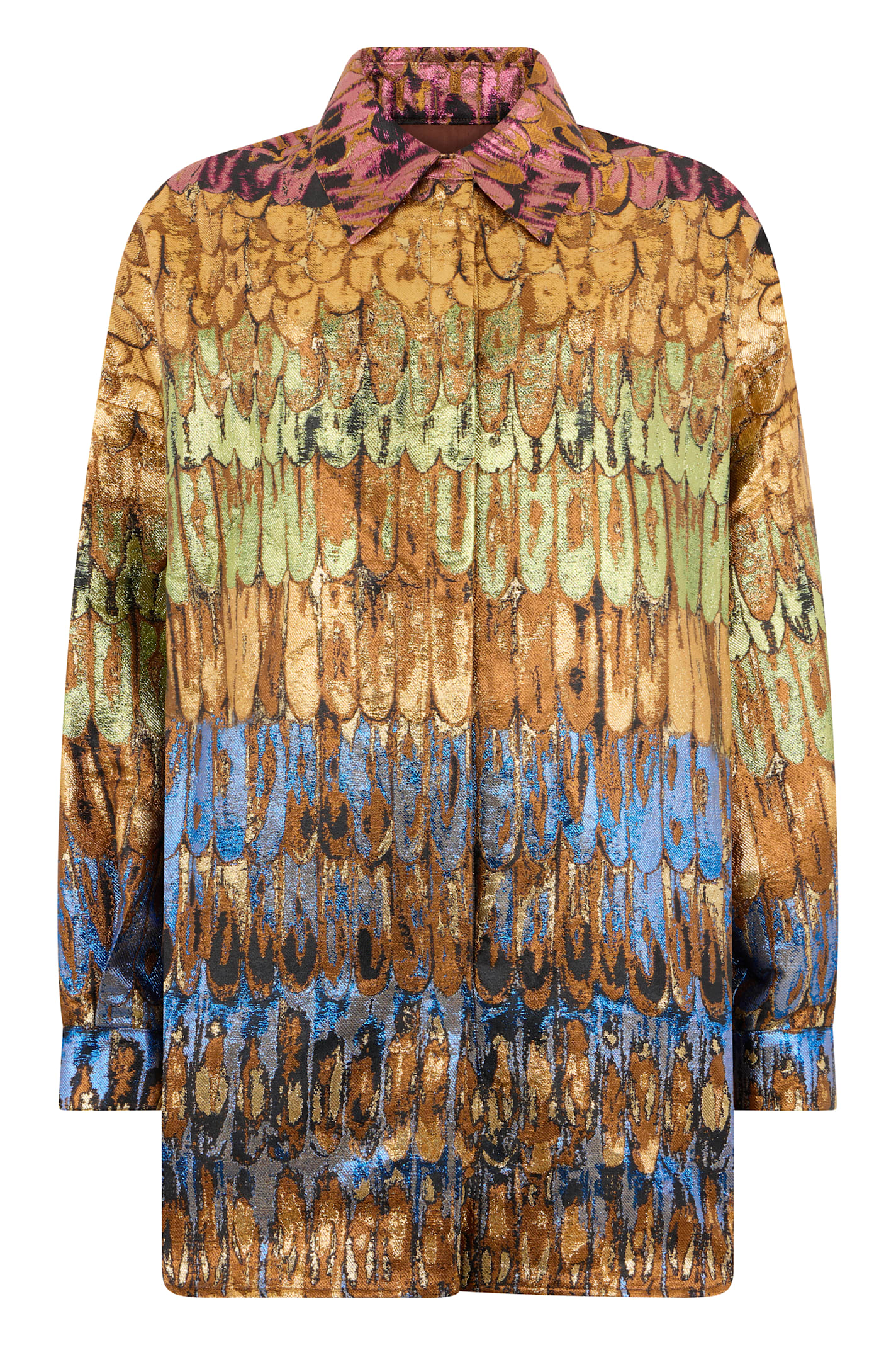 Valentino Golden Wings Multicolor Brocade Overshirt Woman Multicoloured 38 In Multi