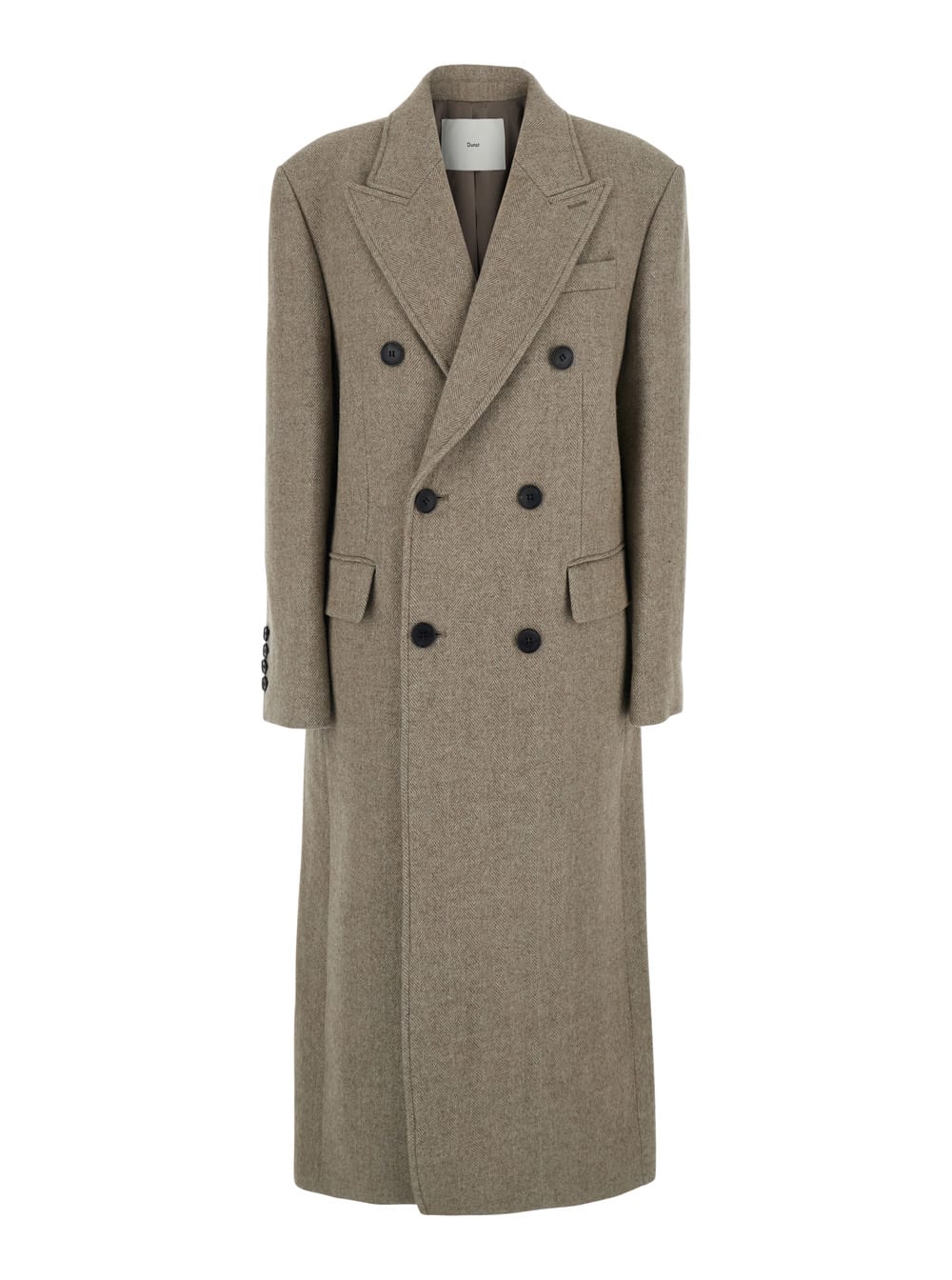 Dunst Beige Double-breasted Coat With Peak Revers In Wool Woman In Multi