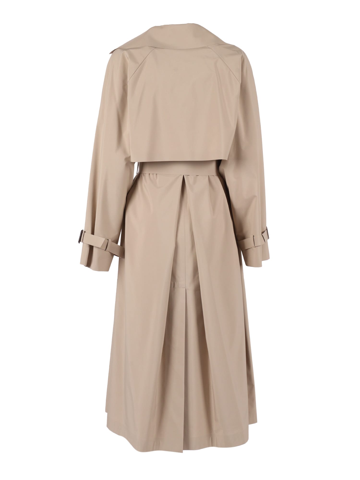 Weekend Max Mara Max Mara Weekend Long Waterproof Jacket In Barley With Belt In Neutral