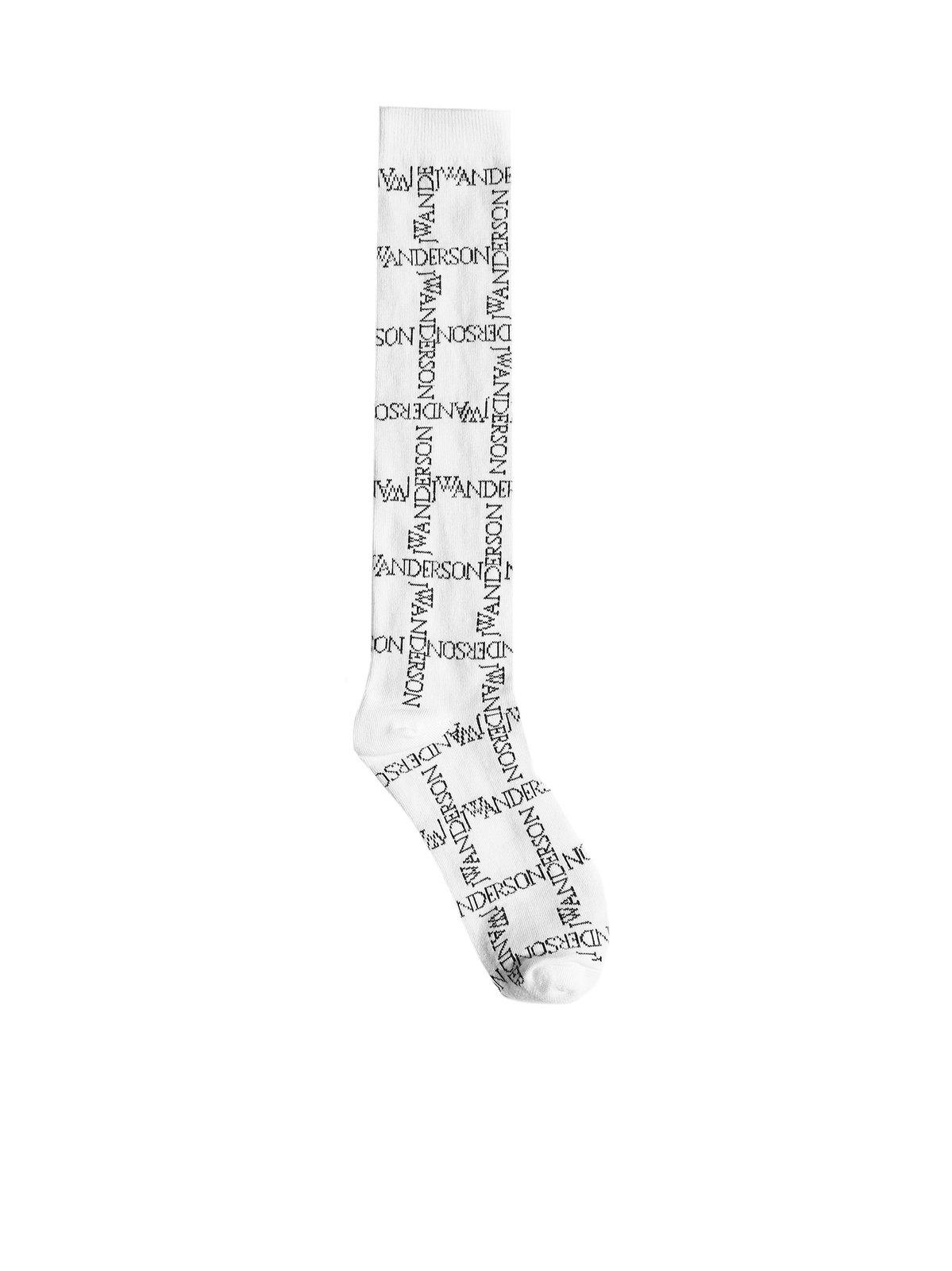 Shop Jw Anderson Monogram-knitted Stretched Socks
