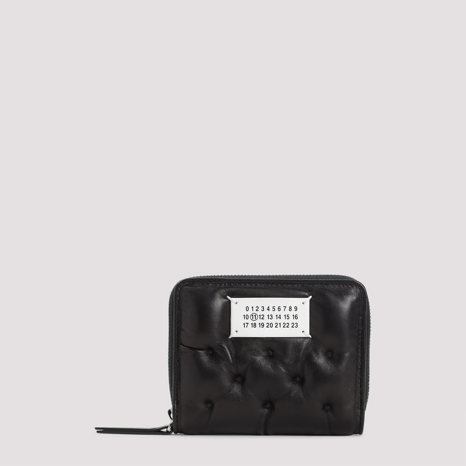 Maison Margiela Quilted Black Leather Zip Wallet With Contrasting Label In Black