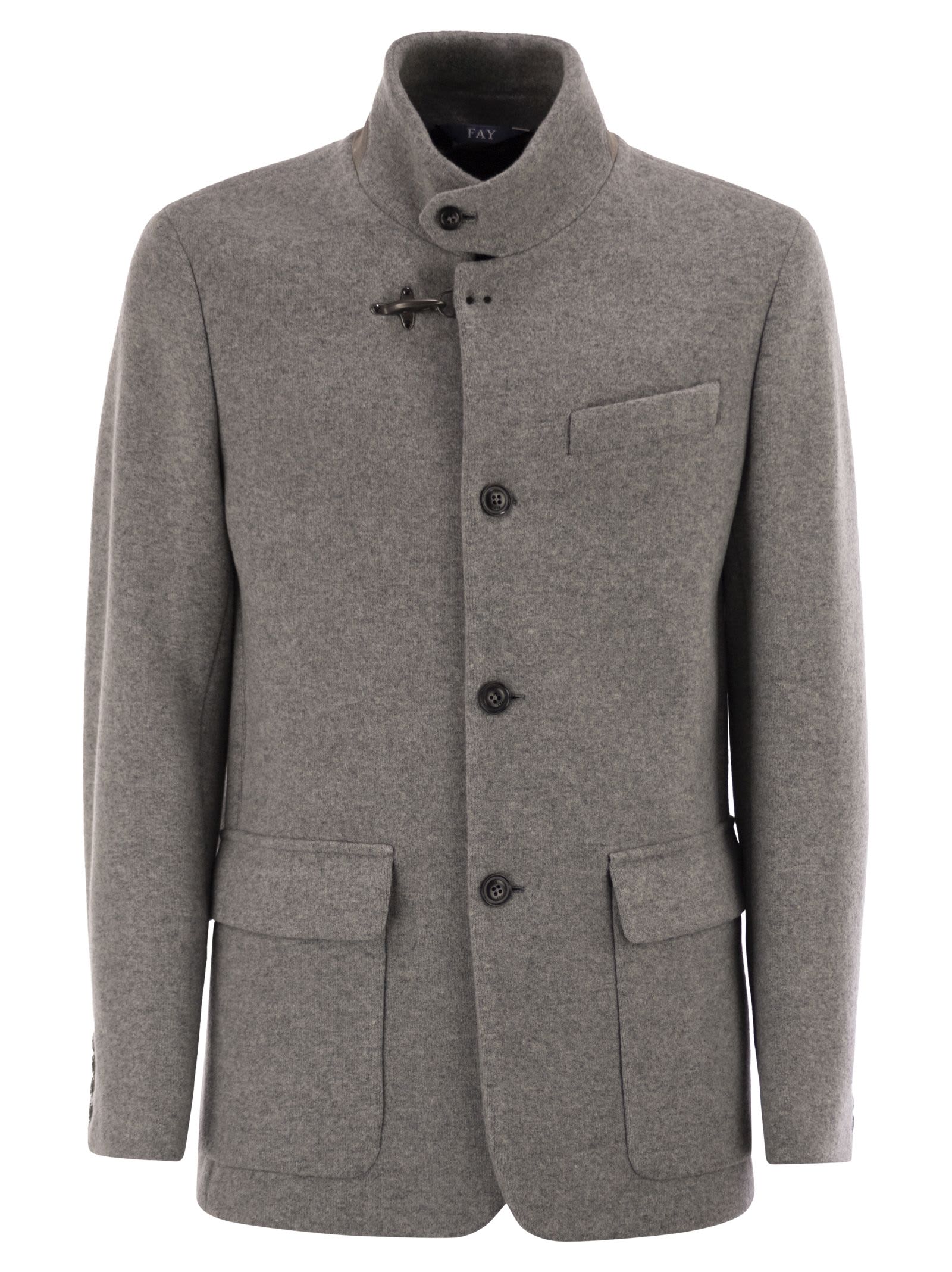 Fay Men Wool Pea Coat In Gray