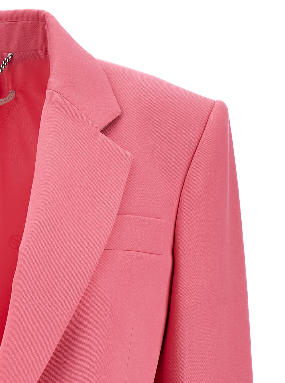 Shop Stella Mccartney Iconic Salmon Pink Sing-breasted Jacket With Single Button In Wool Woman In Fuxia