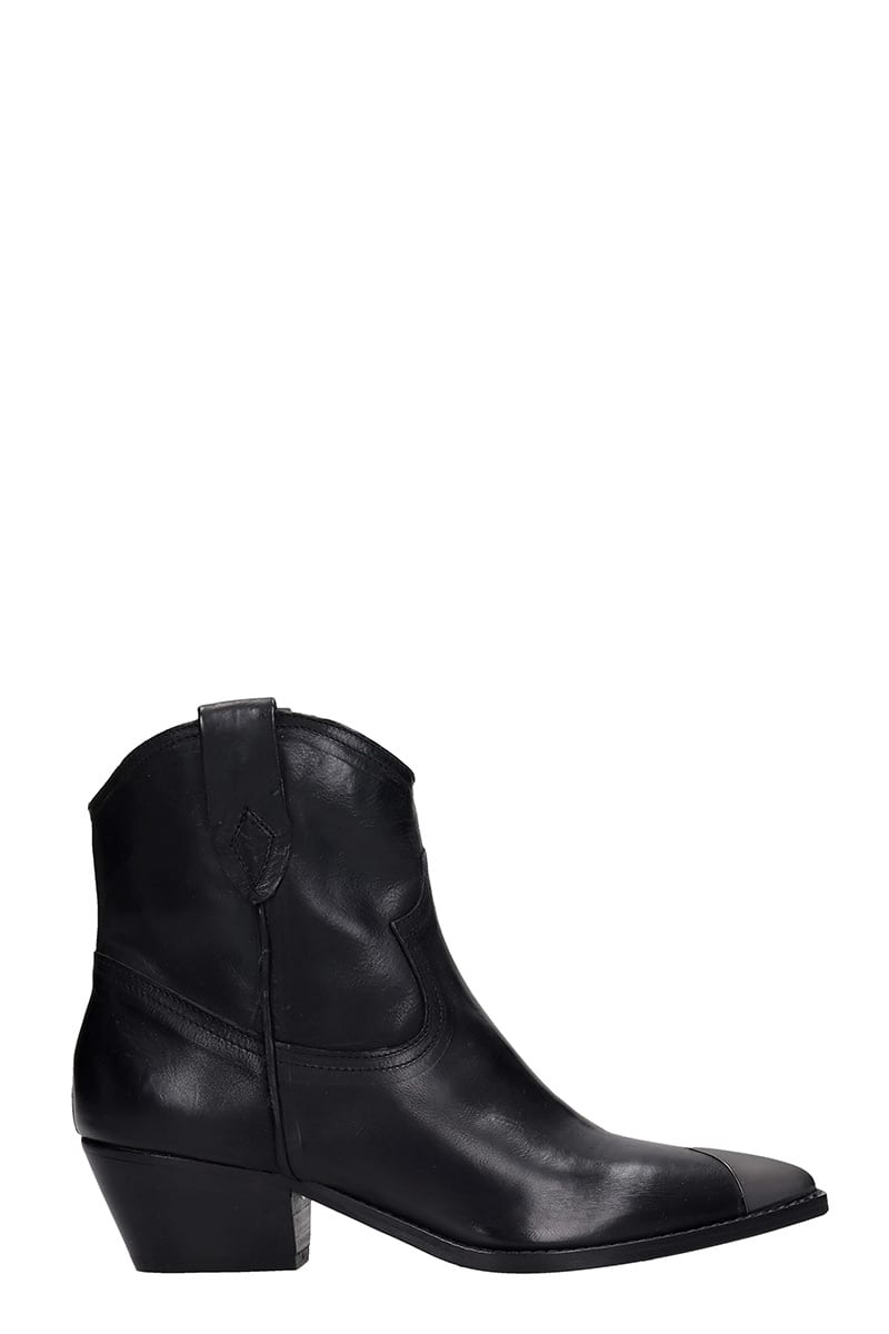 Click to view more detailed imagery on our partner's website Julie Dee Texan Ankle Boots In Black Leather