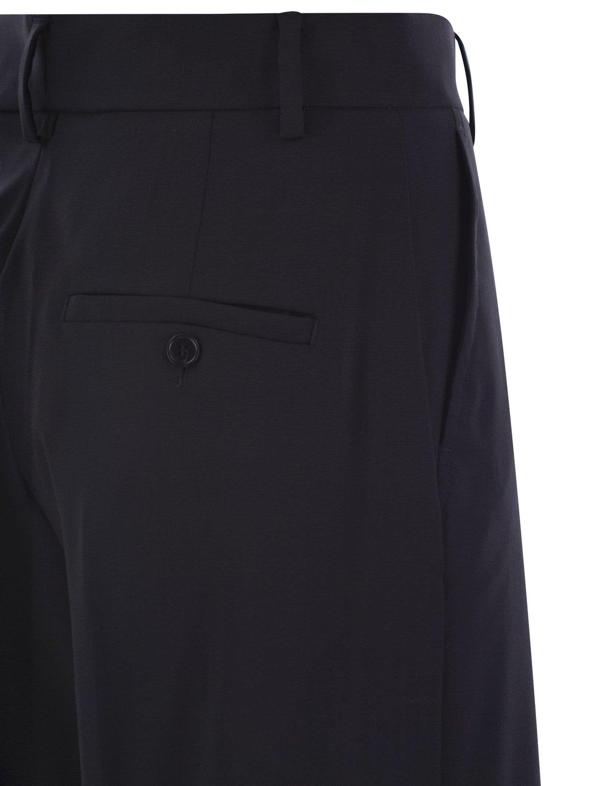 Shop Weekend Max Mara Pleated Straight Leg Pants In Navy