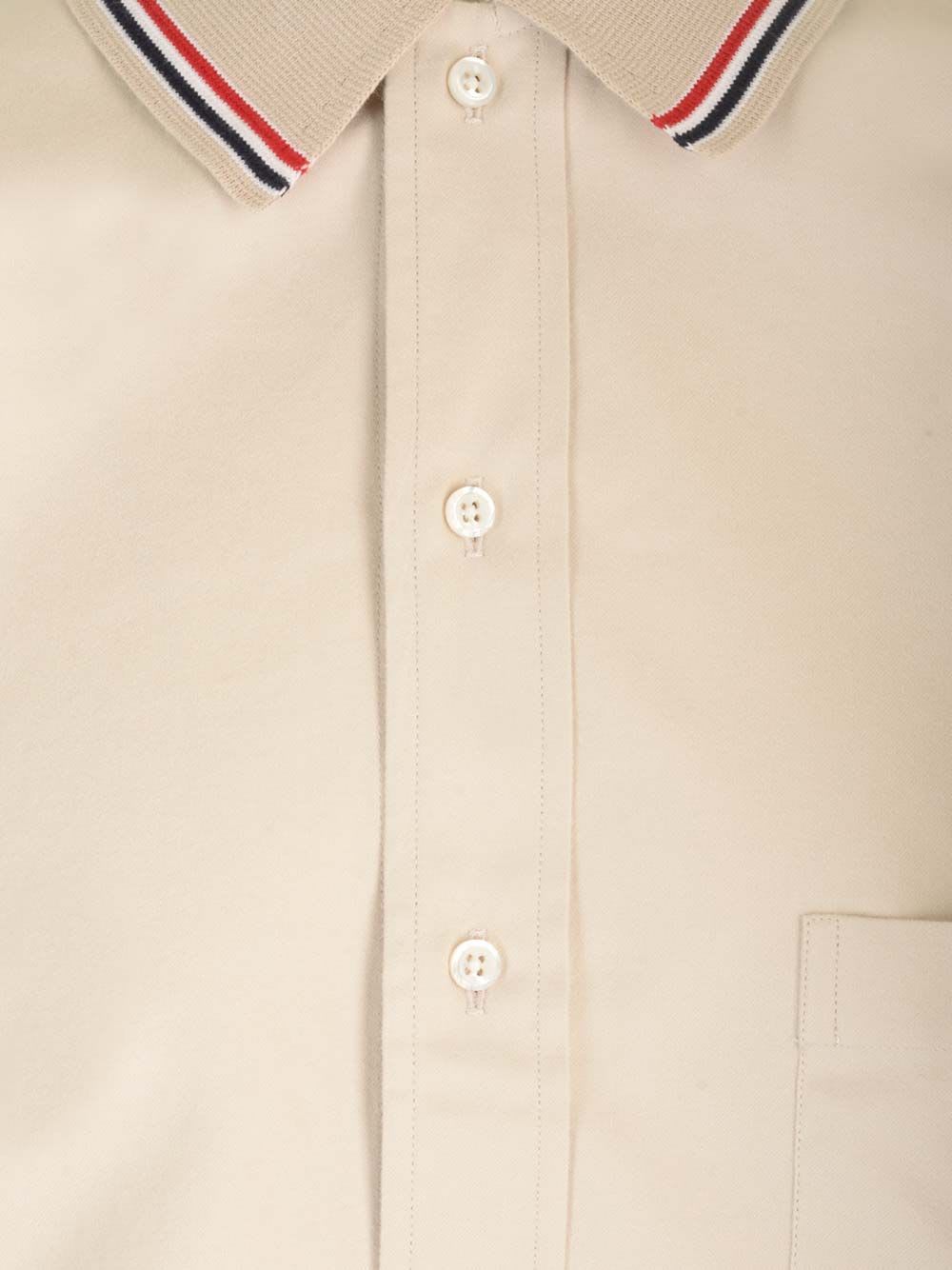 Thom Browne Stripe Cotton Flannel Oversized Shirt Shirts White In White