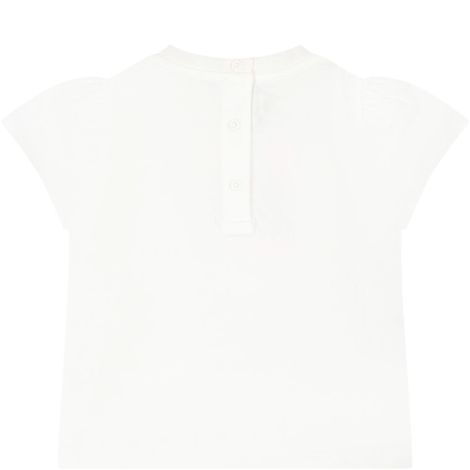 Shop Fendi White T-shirt For Baby Girl With Iconic Ff