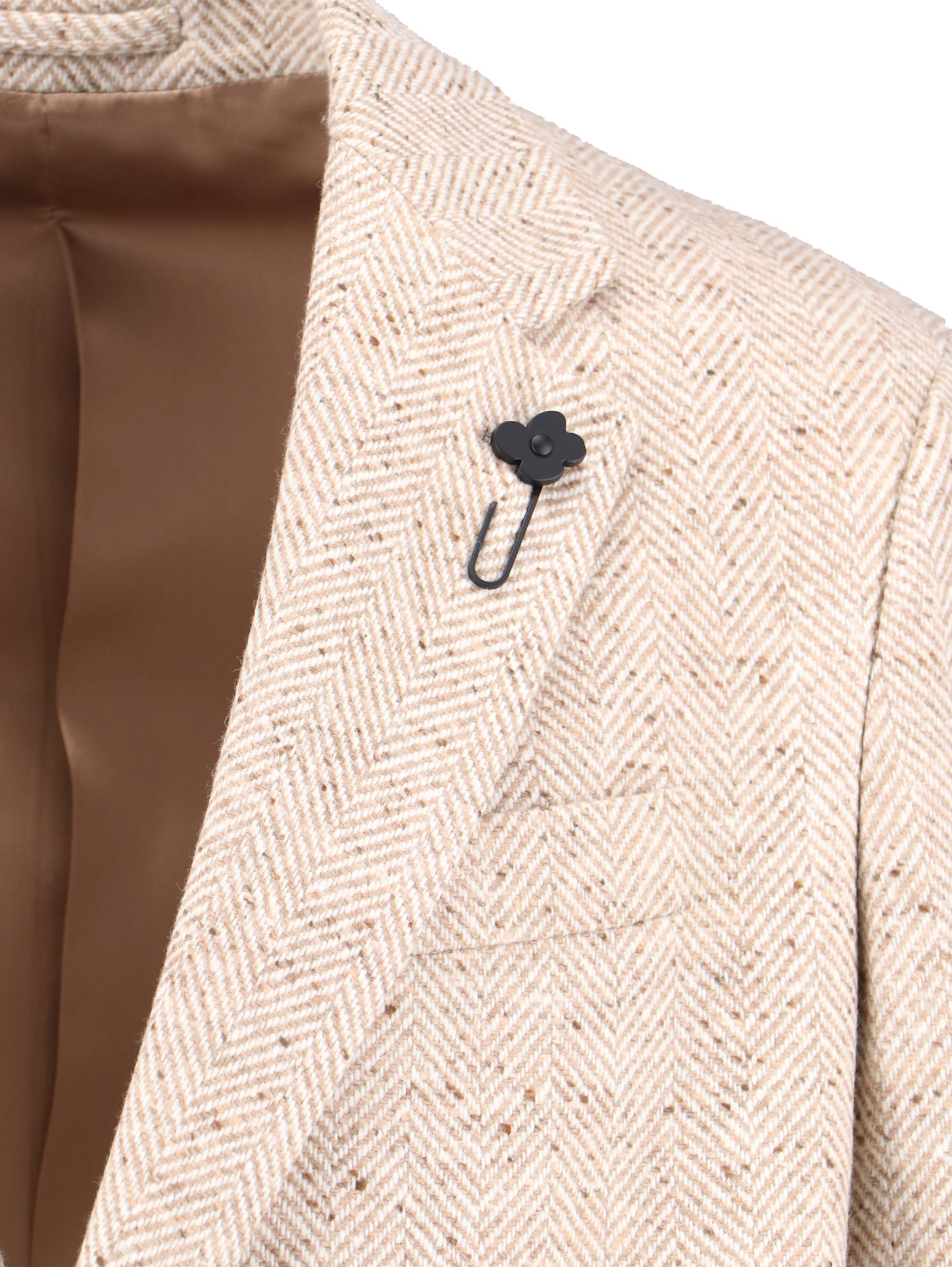 Lardini Single-breasted Jacket With Notch Lapel And Back Vent In Neutral