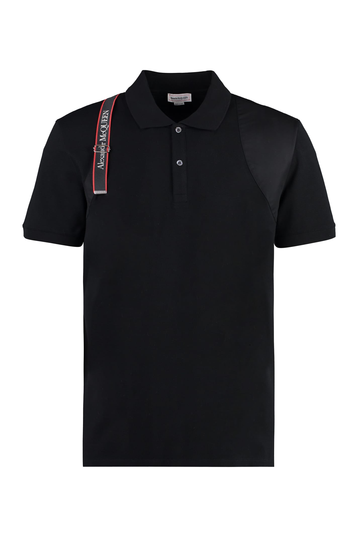 Shop Alexander Mcqueen Cotton-piqué Polo Shirt In Black