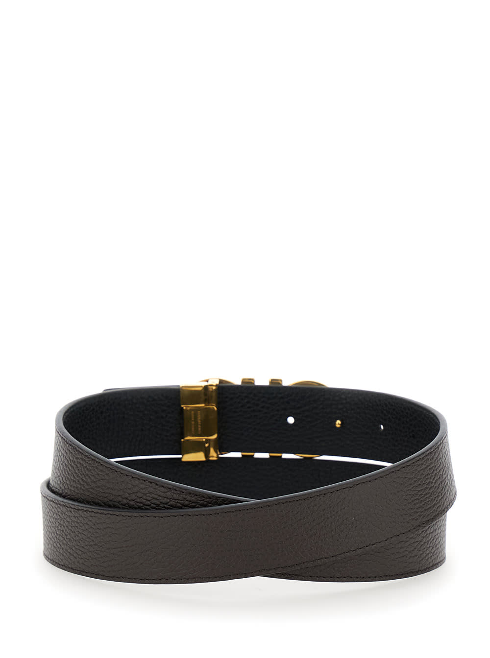 Shop Ferragamo Brown And Black Reversible Belt With Gancini Buckle In Hammered Leather Man