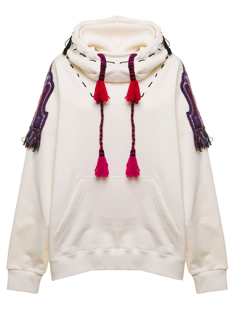 Etro Lavinia Hooded Sweatshirt In Matt White Cotton Blend Woman