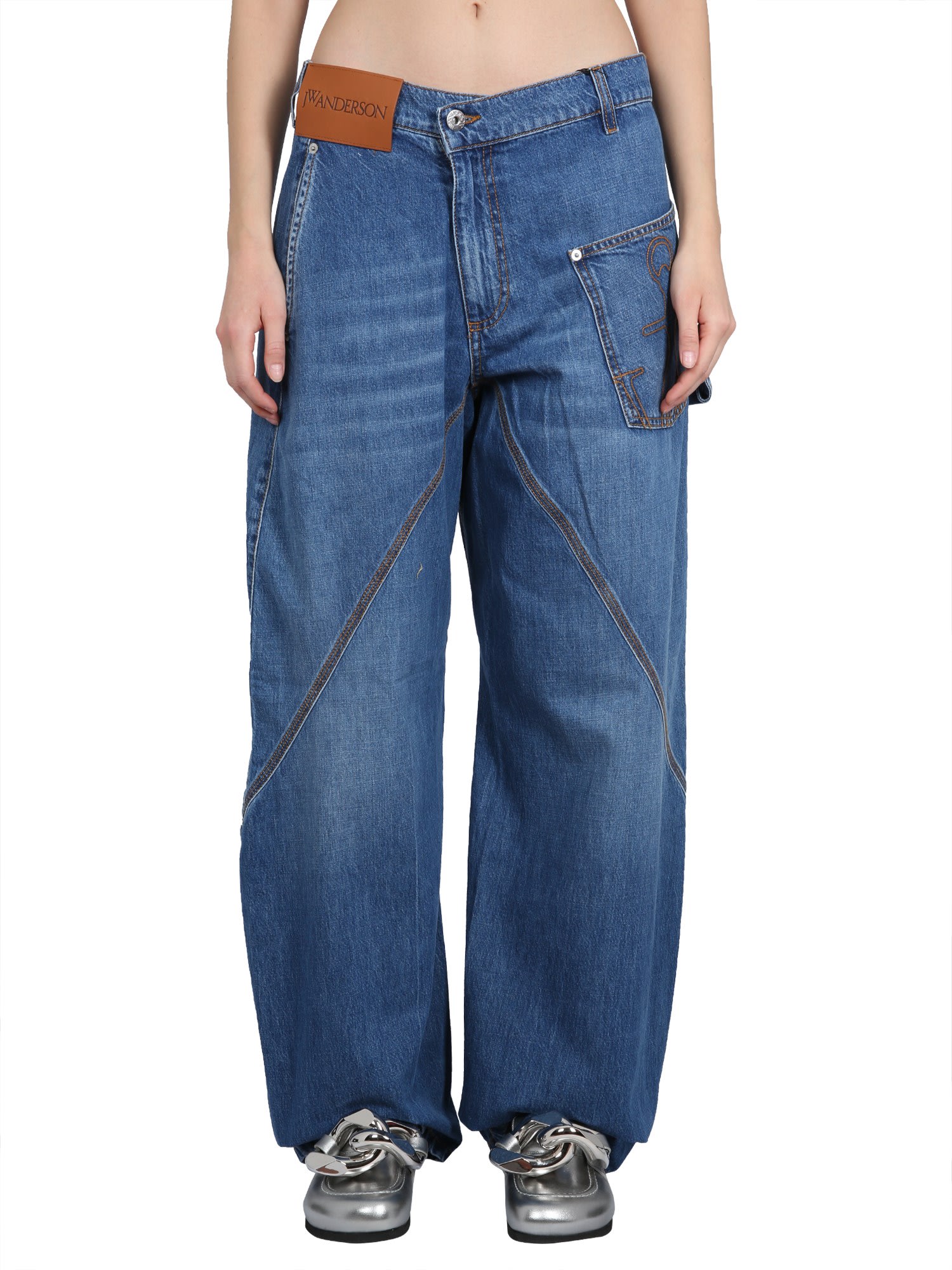 Shop Jw Anderson Twisted Workwear Jeans In Denim