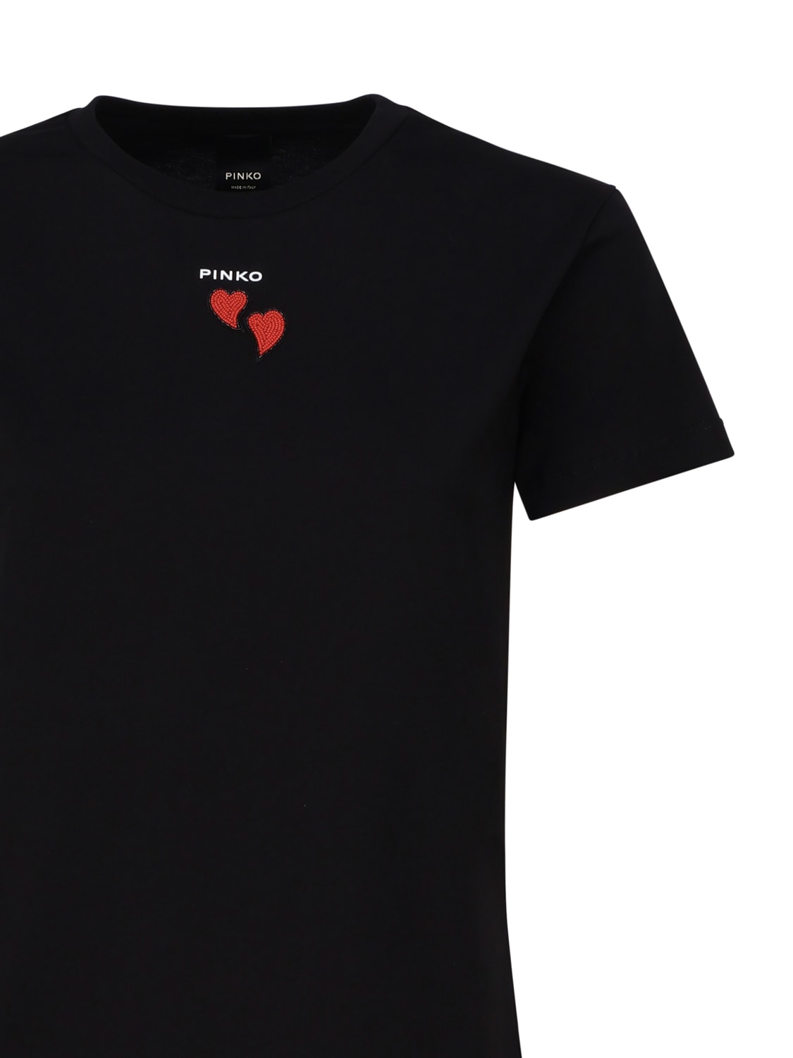 Shop Pinko T-shirt Embroidery Hearts In Black