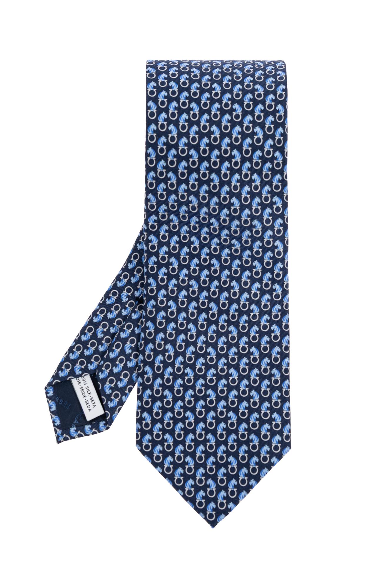 Ferragamo Patterned Silk Tie In Blue