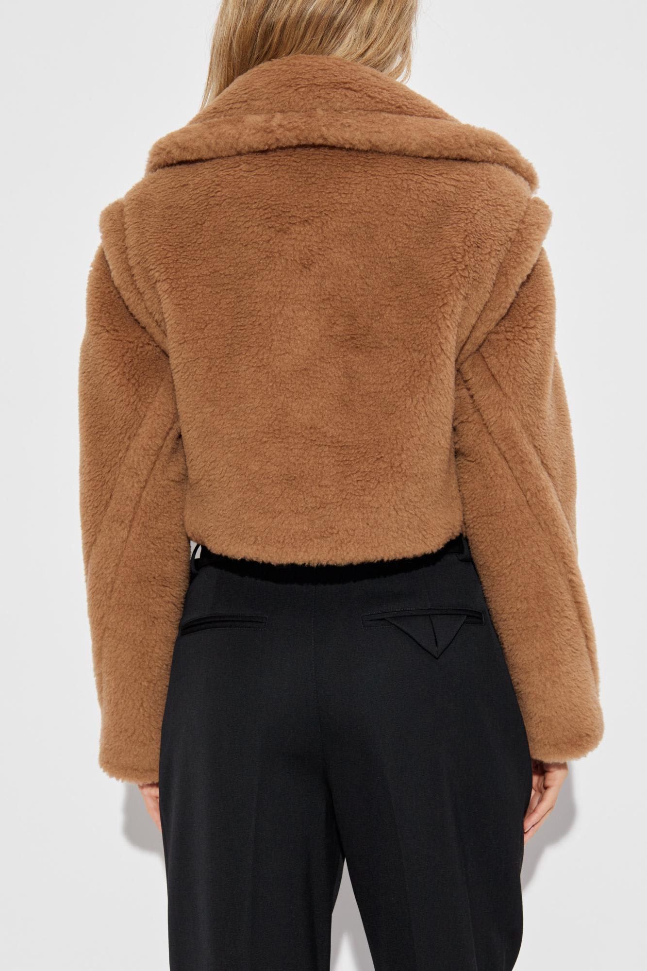 Max Mara Santos Double Breasted Cropped Coat In Brown
