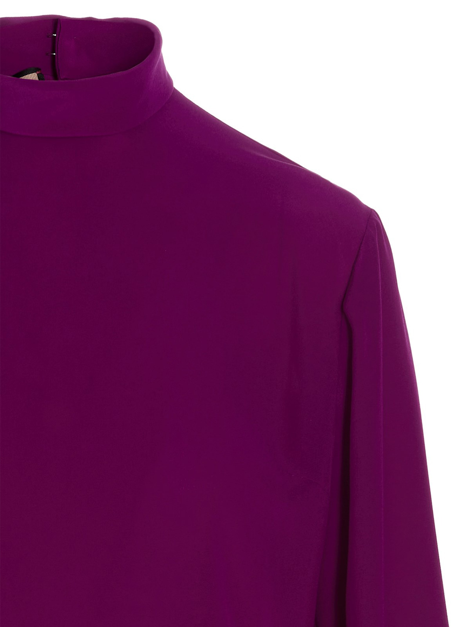 Gucci Silk Shirt With Buttoned High Neckline And Long Sleeves In Purple