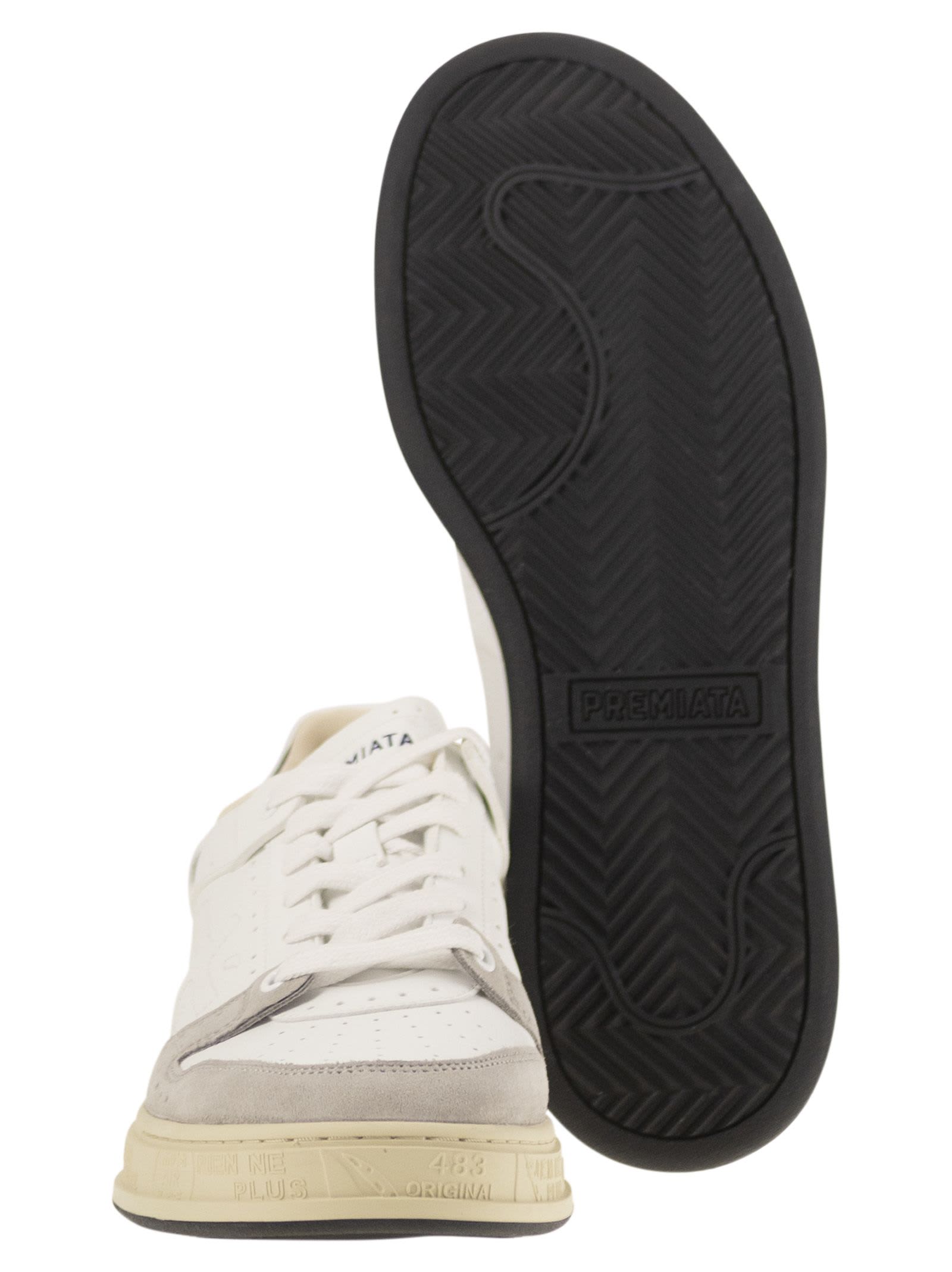スニーカー PREMIATA QUINN 7323 - Leather trainers Premiata Quinn 7323 - Leather Trainers In White/blue | ModeSens