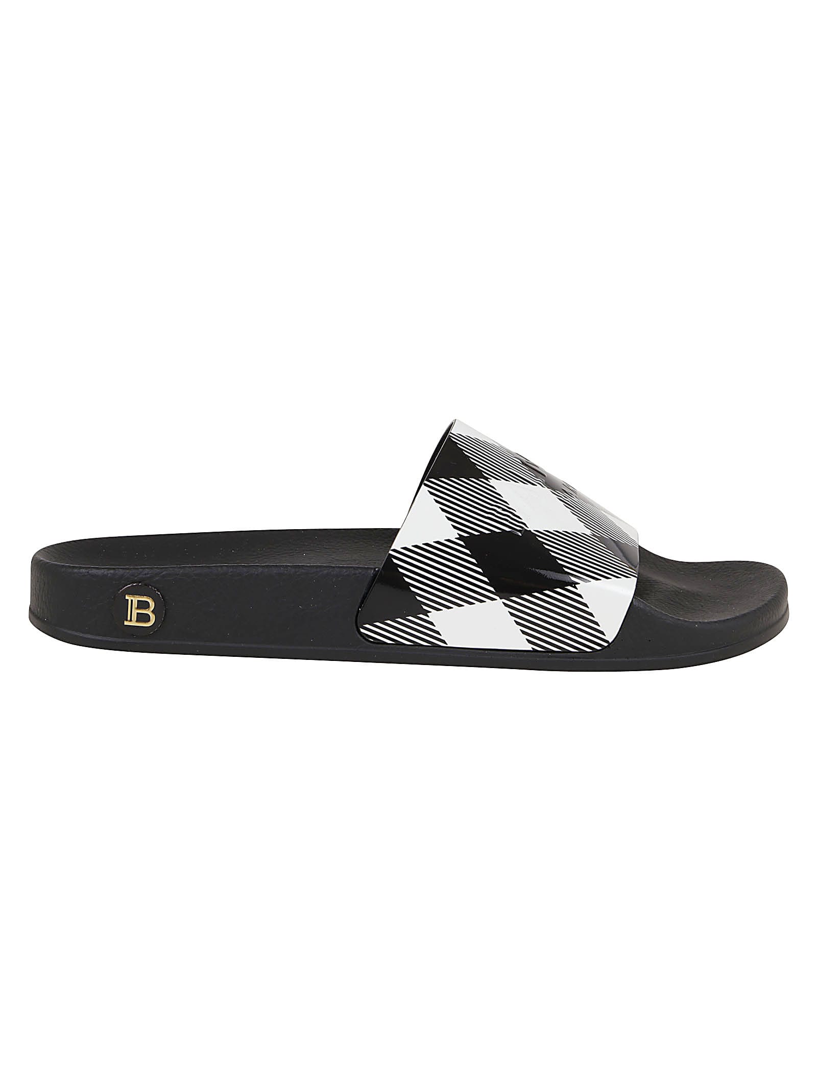 Balmain Flat Mule Calypso-printed Patent Vichy