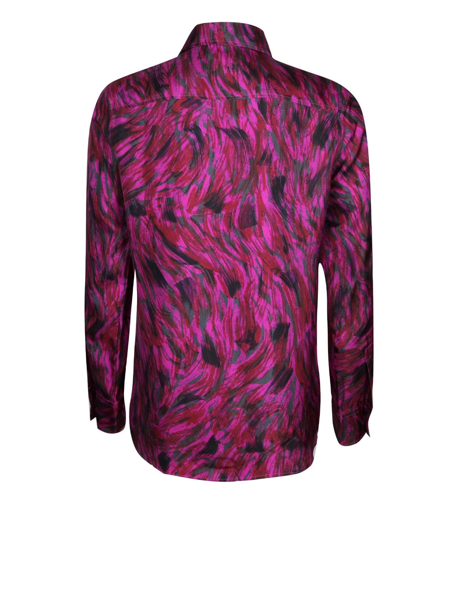 Shop Lanvin Silk Shirt With Multicolor Print In Fuchsia