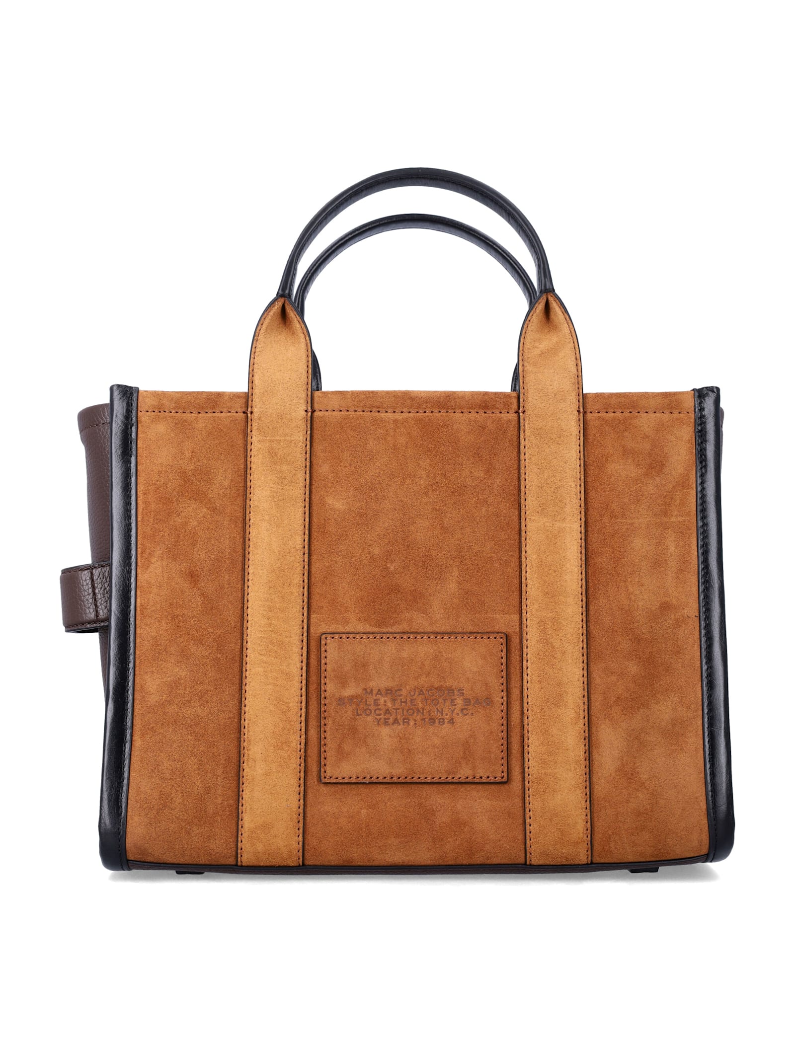 Marc Jacobs The Medium Suede Leather Blocked Tote Bag In Brown