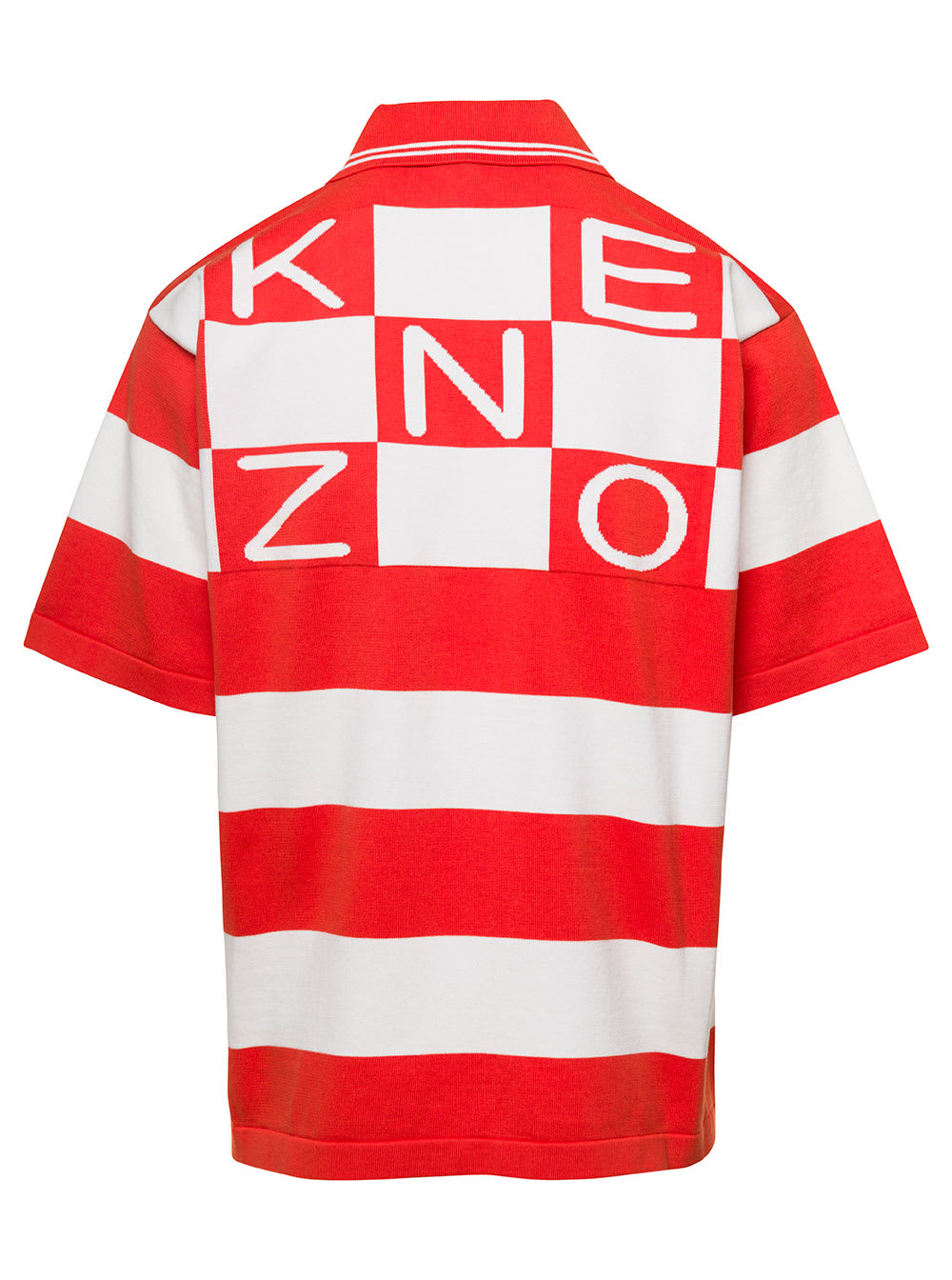 Shop Kenzo White And Red Polo T-shirt With Embroidered Logo In Cotton Man