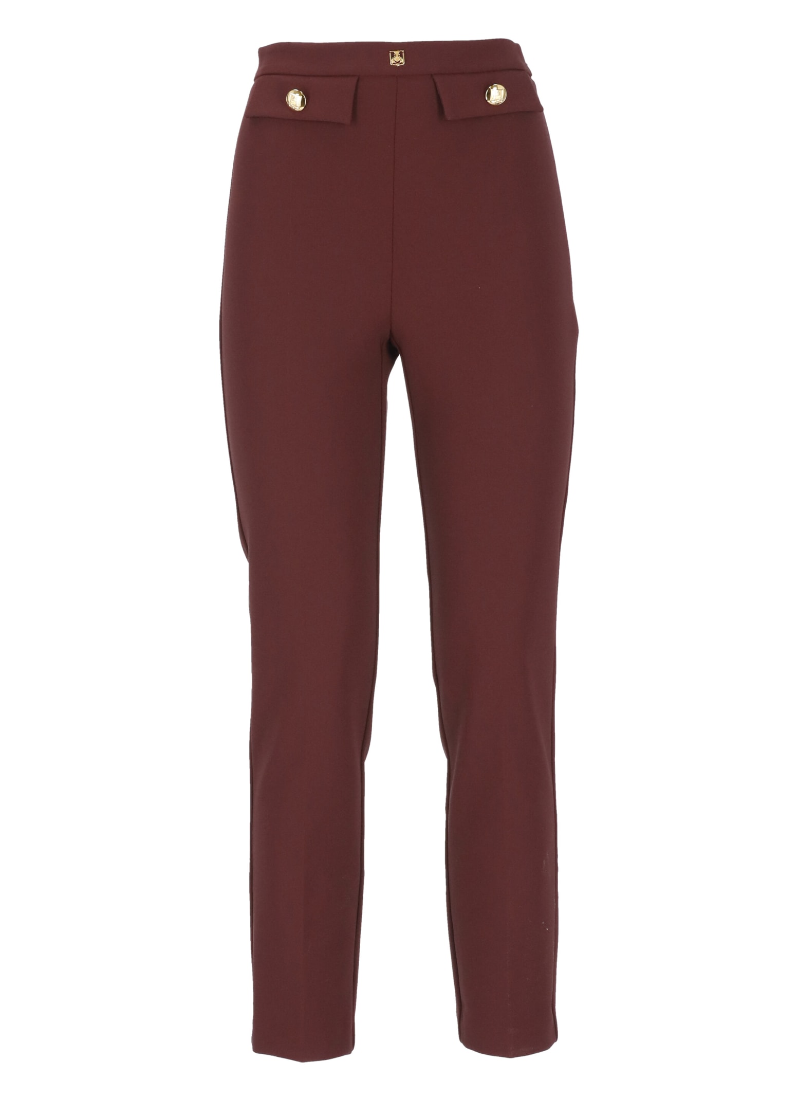 Shop Elisabetta Franchi Pants With Logo In Bordeaux