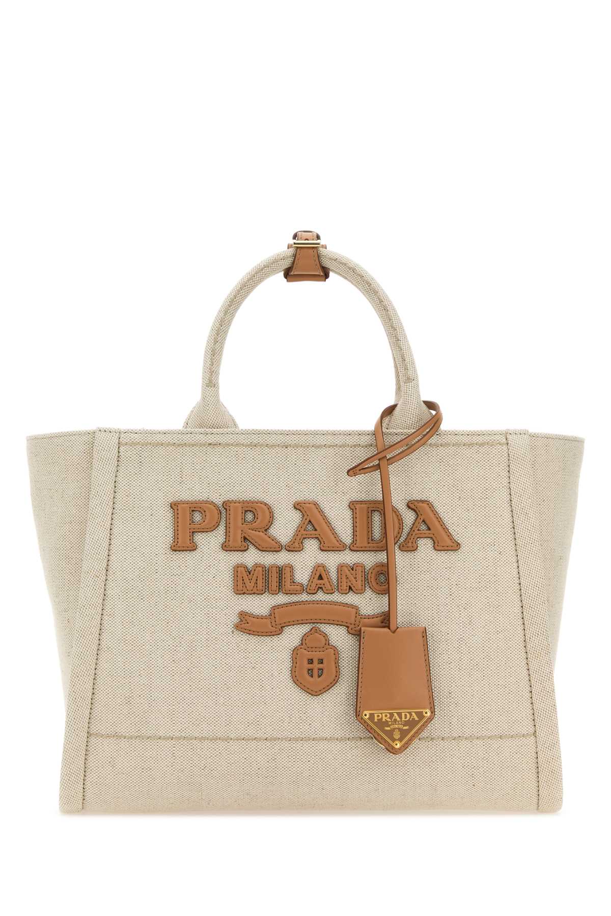 Shop Prada Sand Canvas Shopping Bag In Naturale