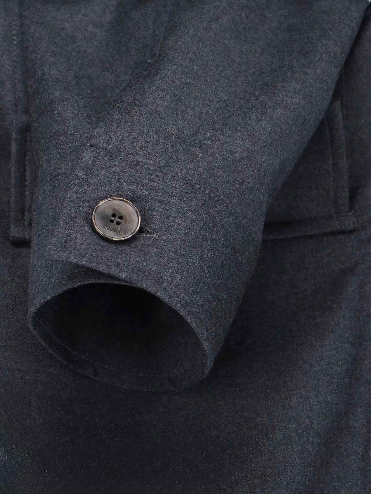 Cruna Structured Grey Virgin Wool Shirt Jacket In Black