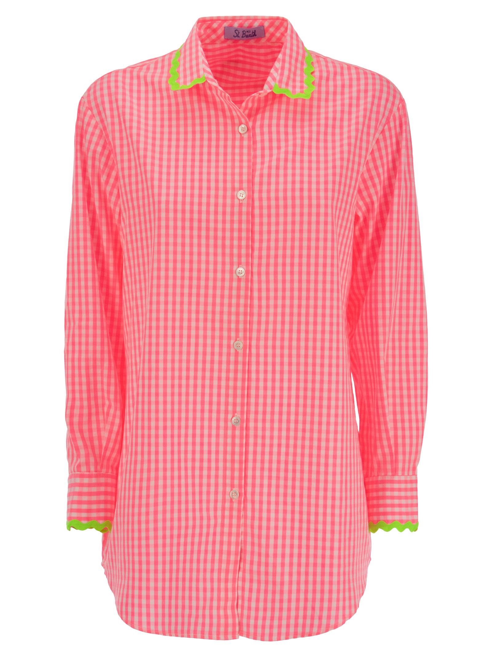 Shop Mc2 Saint Barth Brigitte - Checked Shirt In Pink
