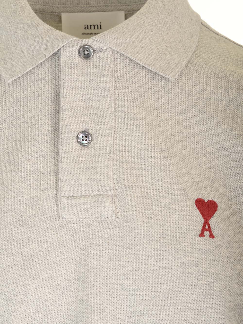 Shop Ami Alexandre Mattiussi Grey Ami De Coeur Polo Shirt
