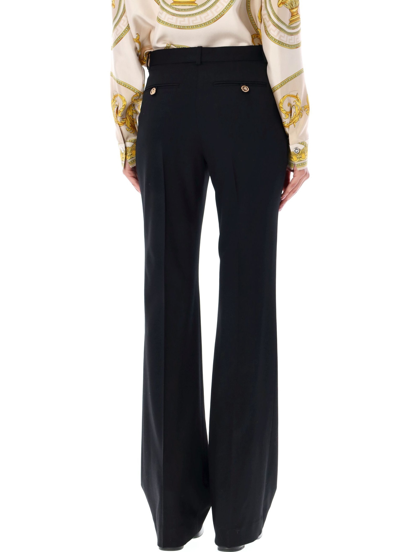 Shop Versace Flared Pant In Black