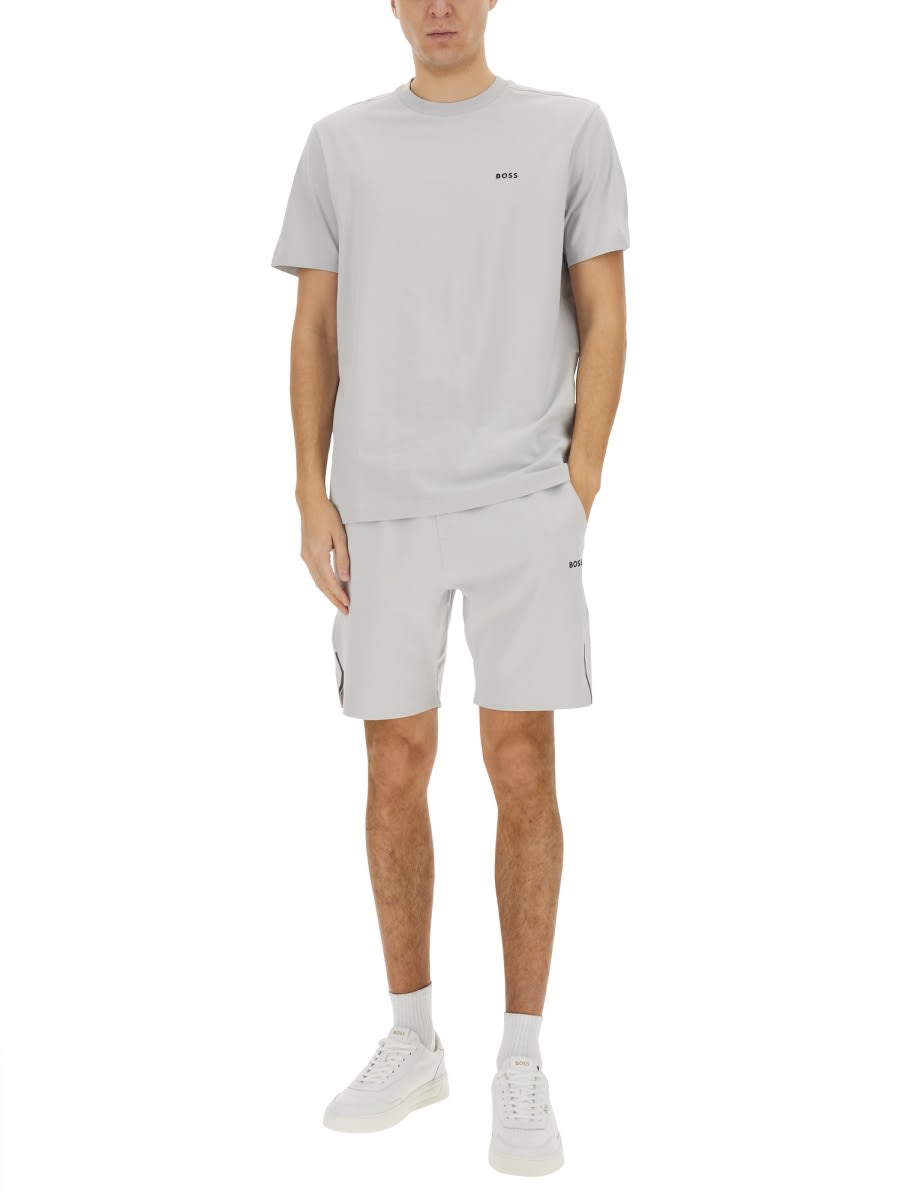Hugo Boss Boss Technical Fabric Bermuda Shorts In Grey
