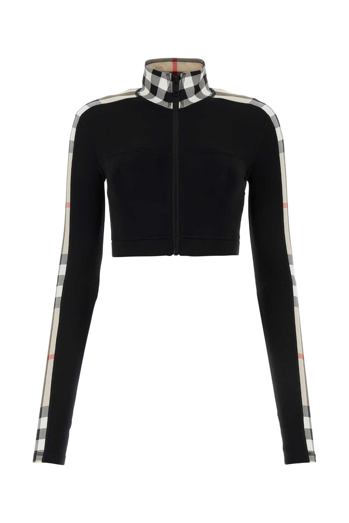 Shop Burberry Black Stretch Nylon Sweatshirt