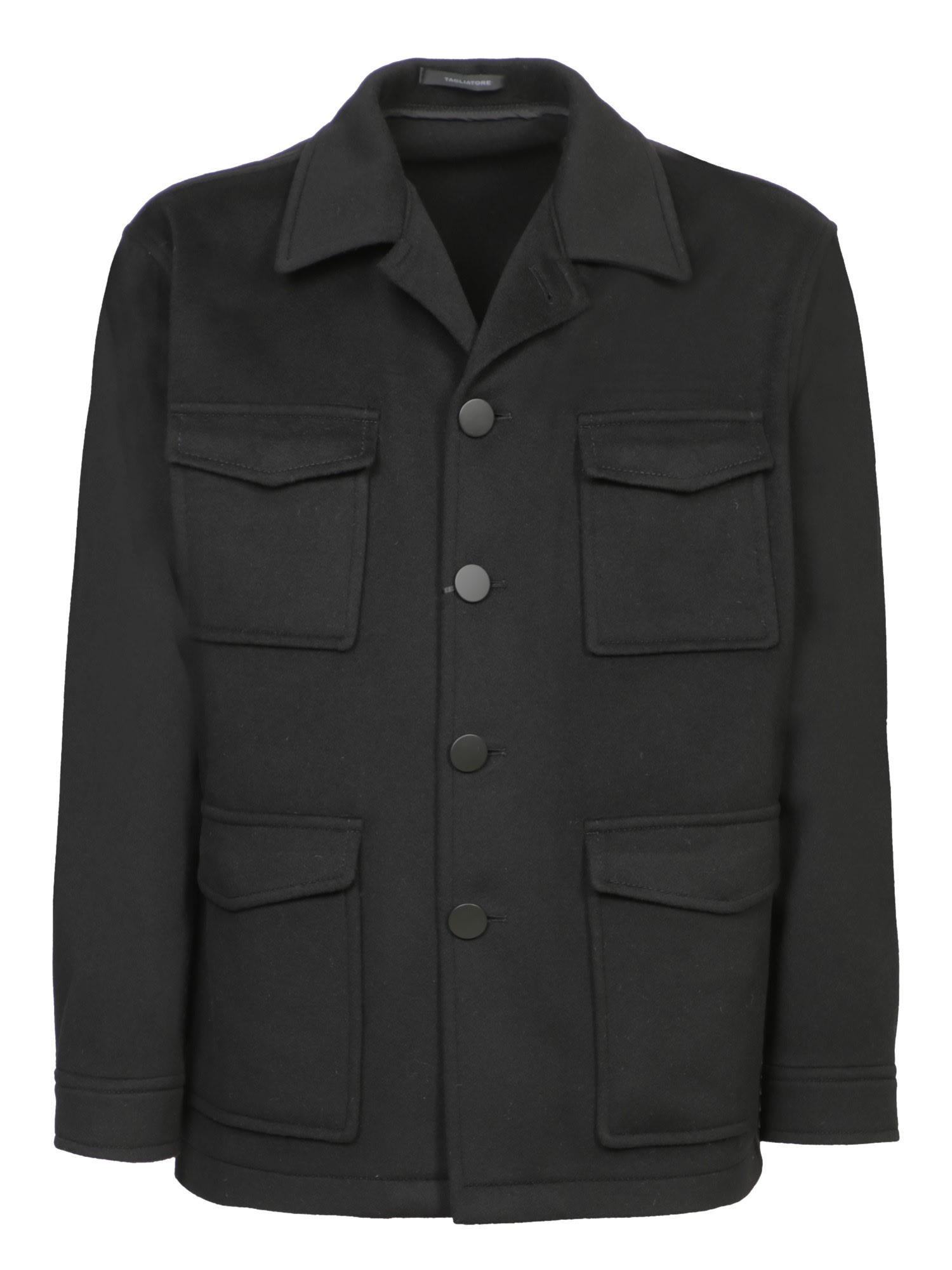 Shop Tagliatore Milton Black Cashmere Overshirt