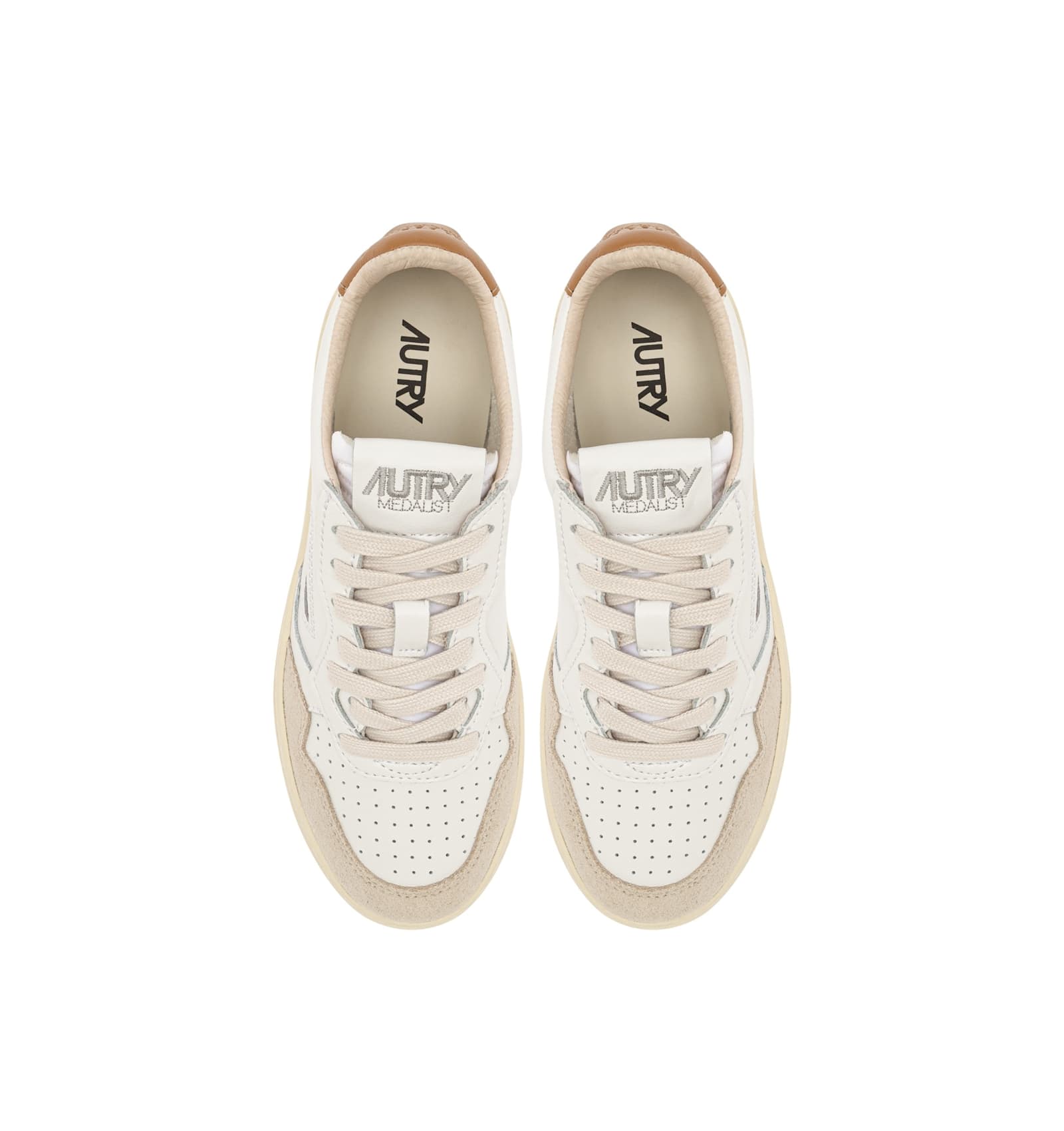 Autry Medalist Low Leat Suede Wht Brnsug Sneakers In Multi