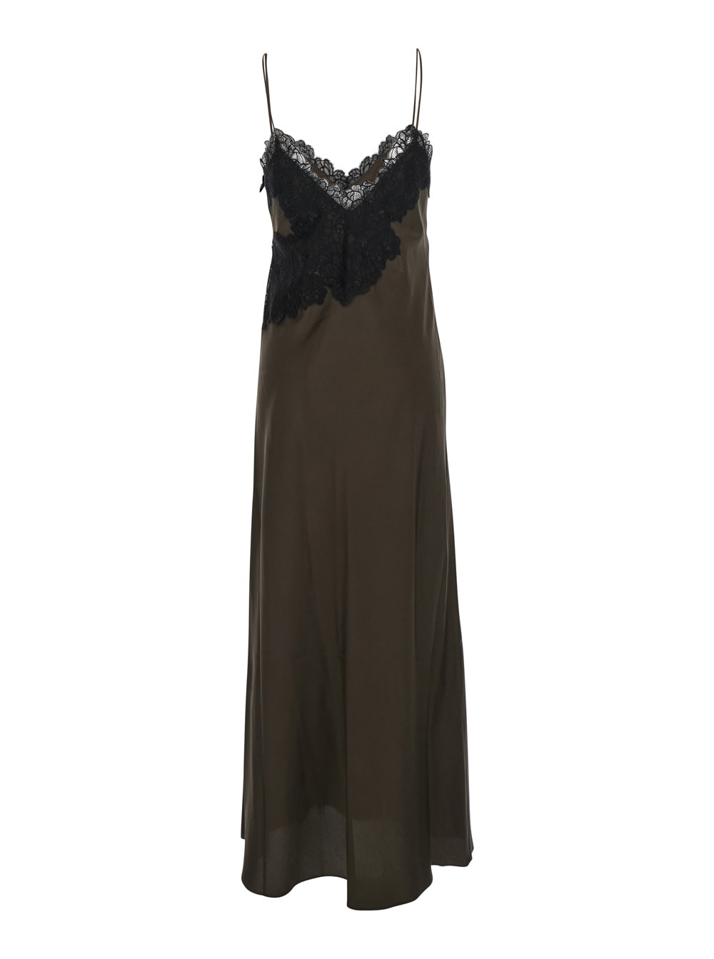 Rohe Lace-trimmed Silk Maxi Dress In Brown